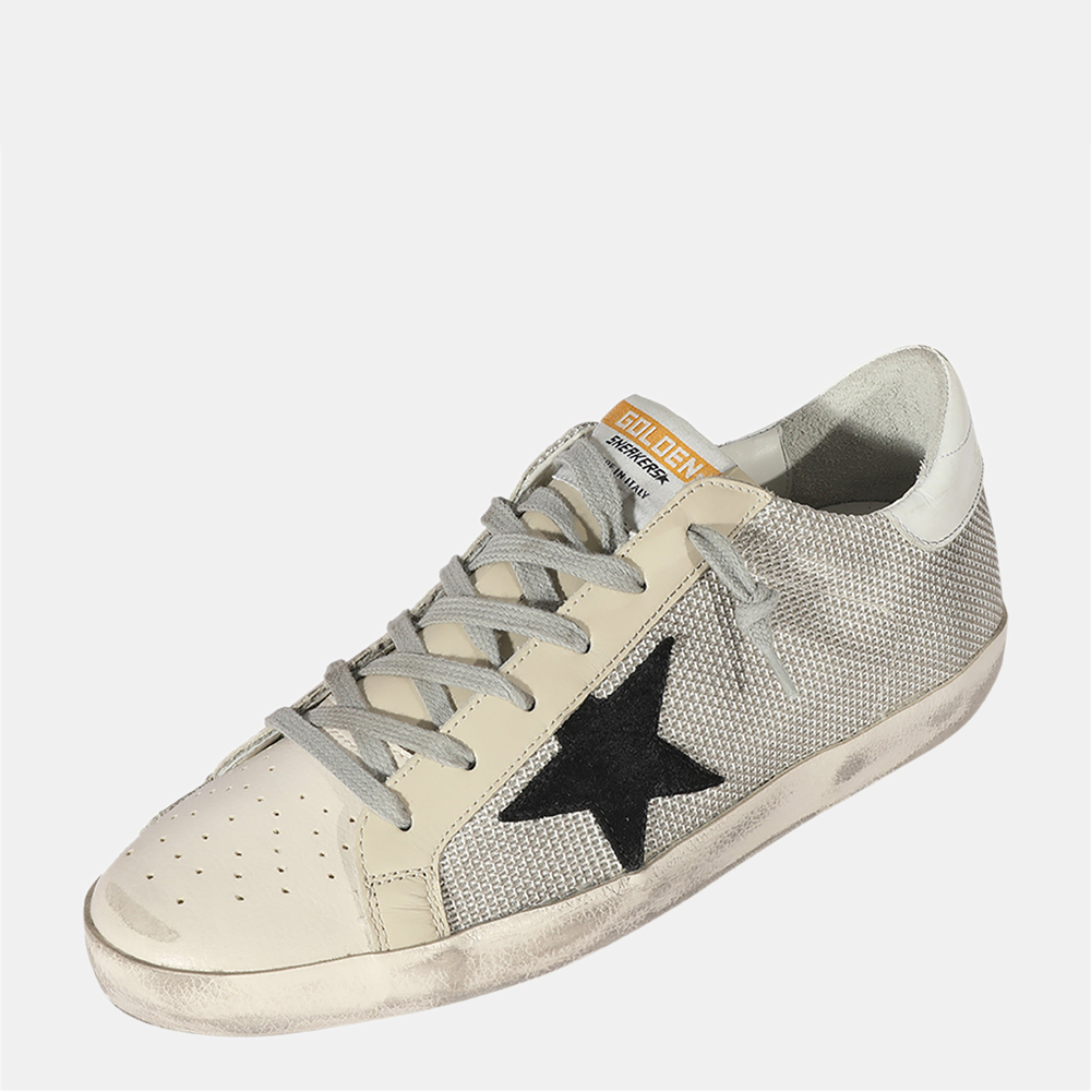 

Golden Goose White Leather And Grey Knit Fabric Superstar Sneakers EU