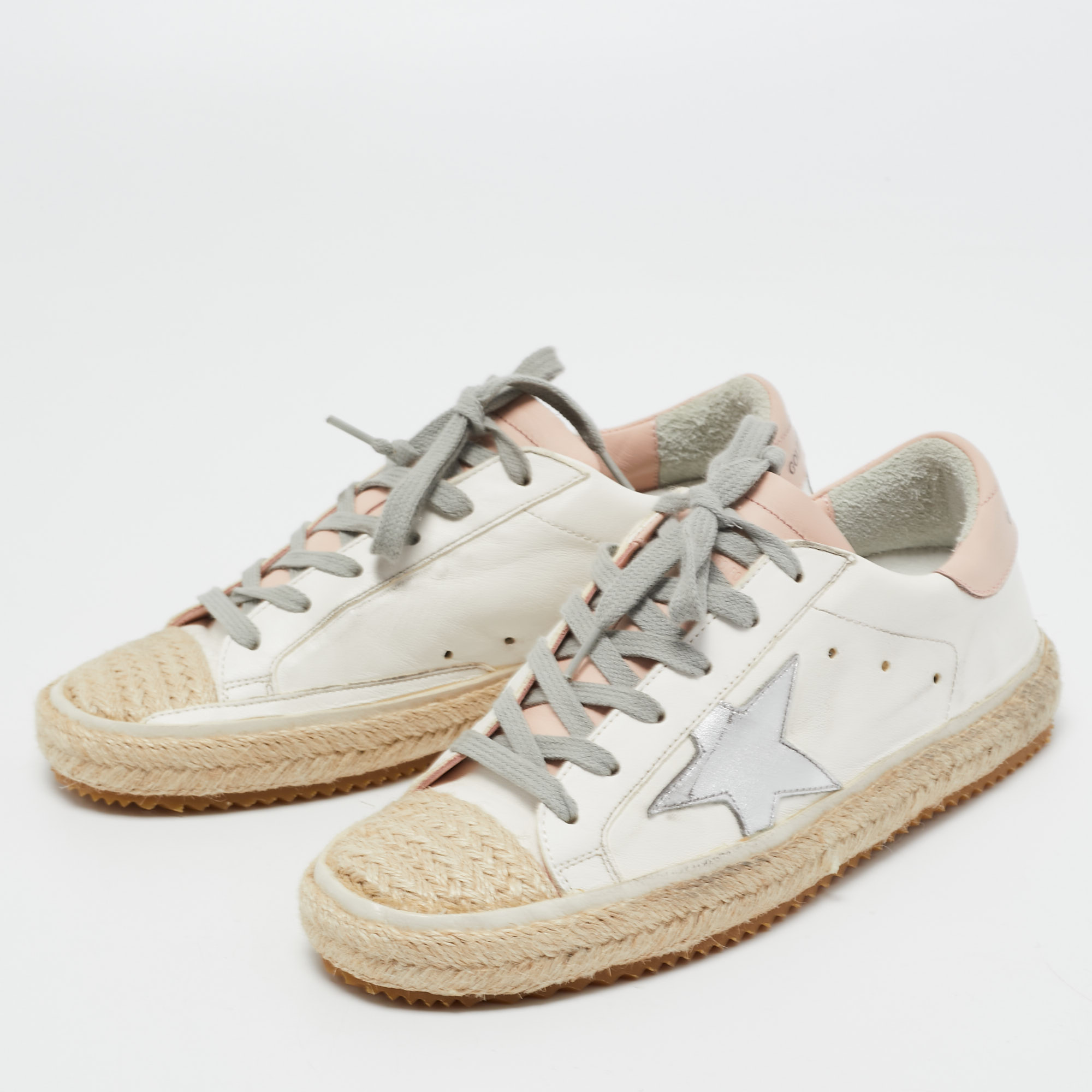 

Golden Goose White Leather Superstar Espadrille Sneakers Size