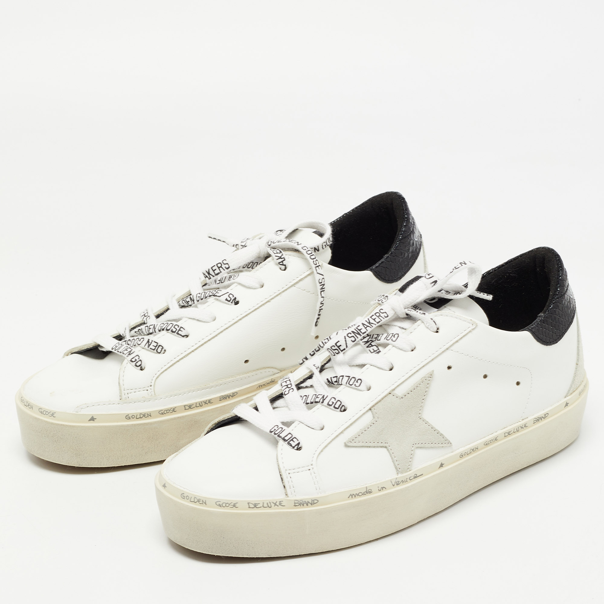 

Golden Goose White Leather Hi Star Sneakers Size