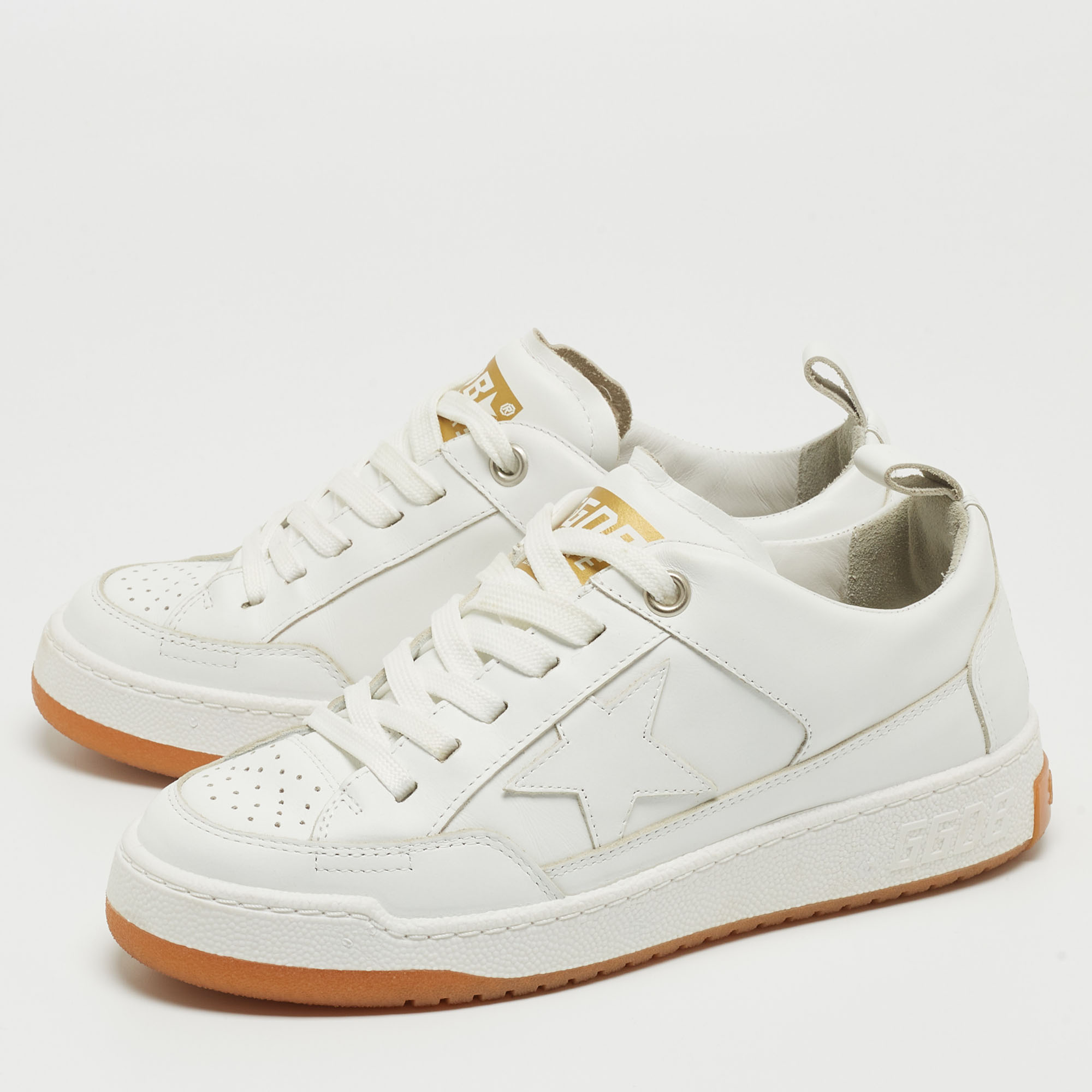 

Golden Goose White Leather Yeah Low Top Sneakers Size