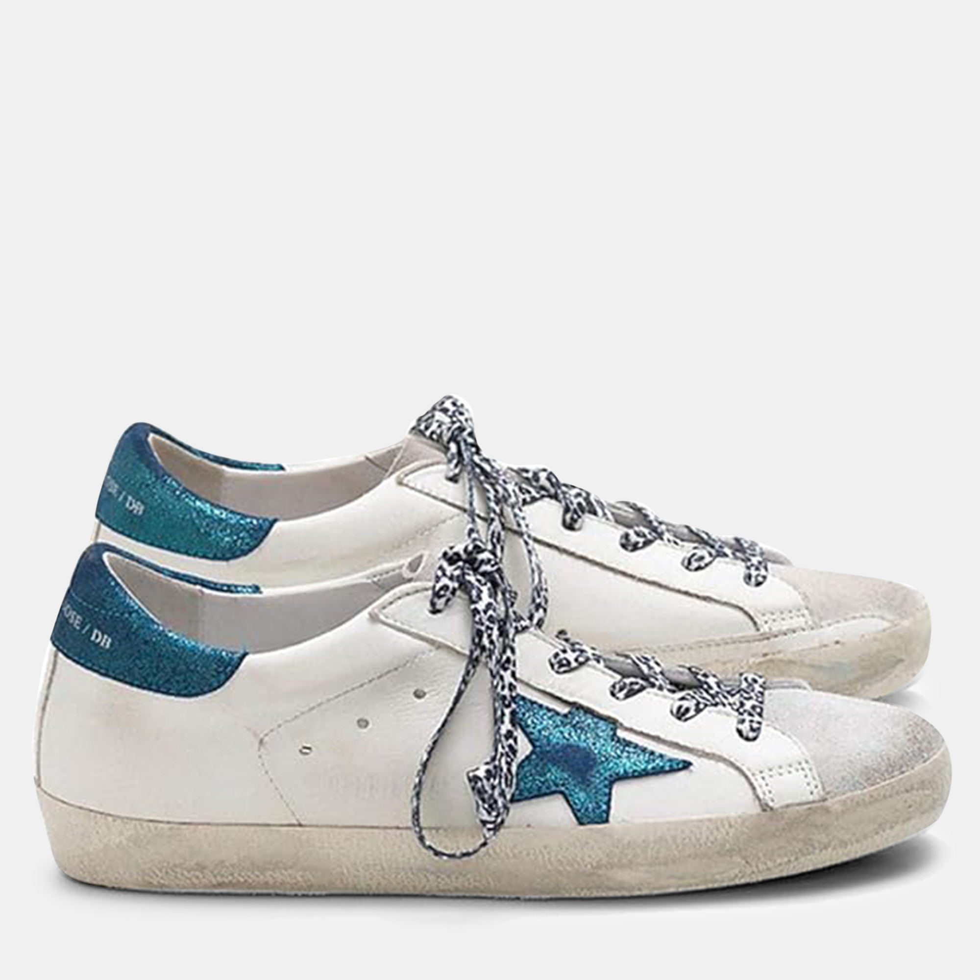 Pre Owned Golden Goose Blue Leather Trainers EU 42