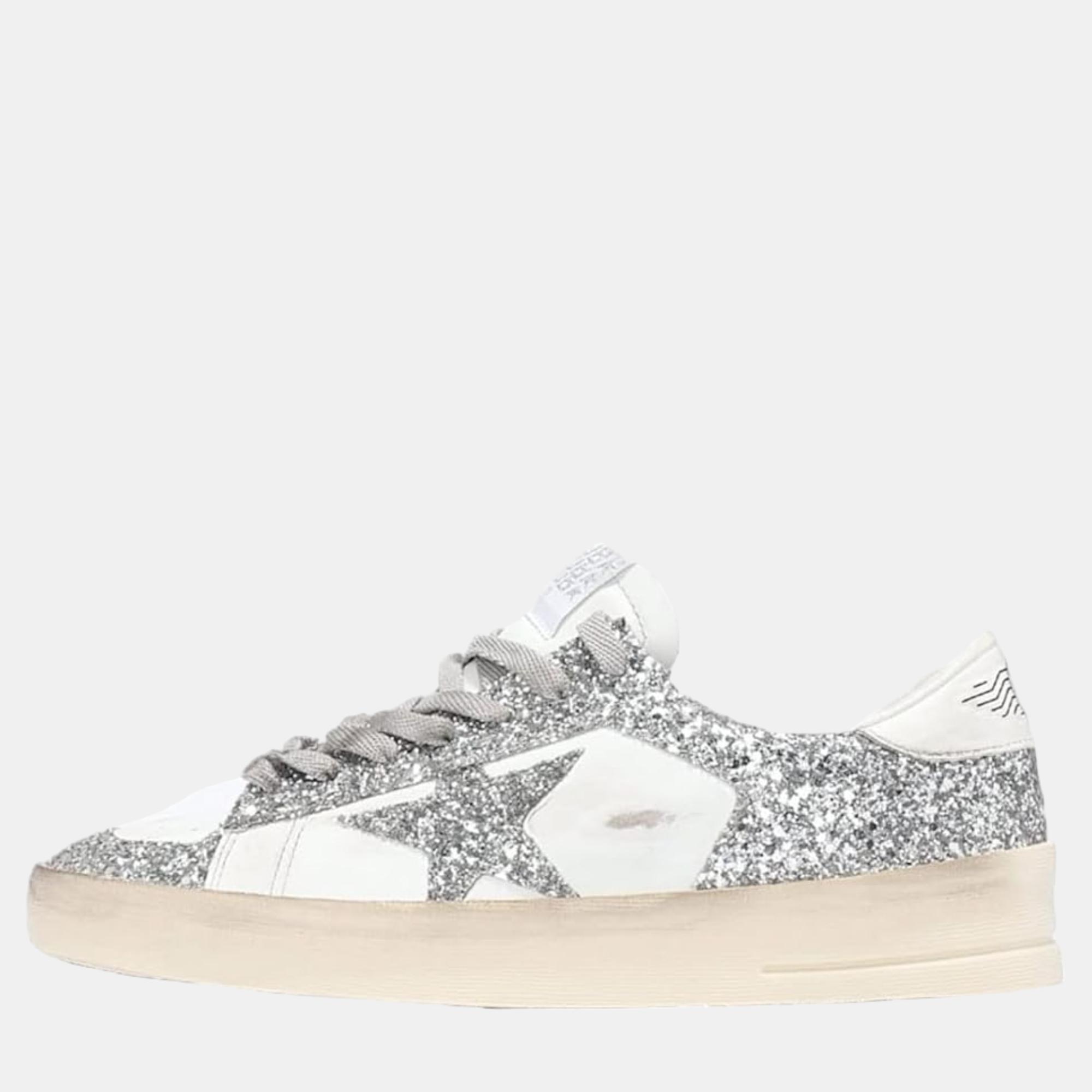 

Golden Goose Silver Leather Trainers EU