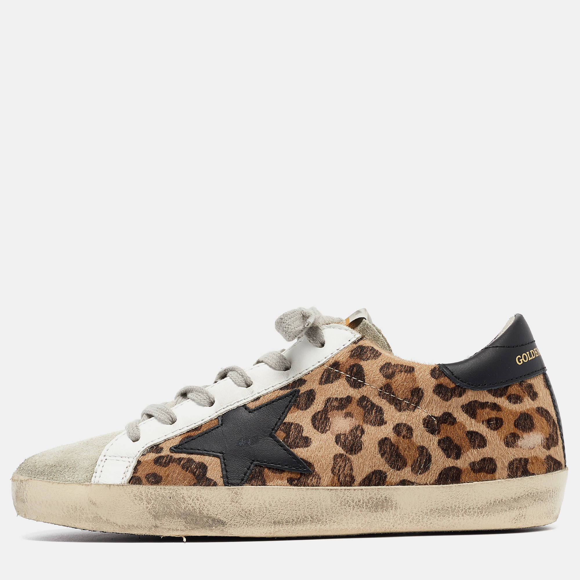 Multicolor Leopard Print Calf Hair Superstar Sneakers