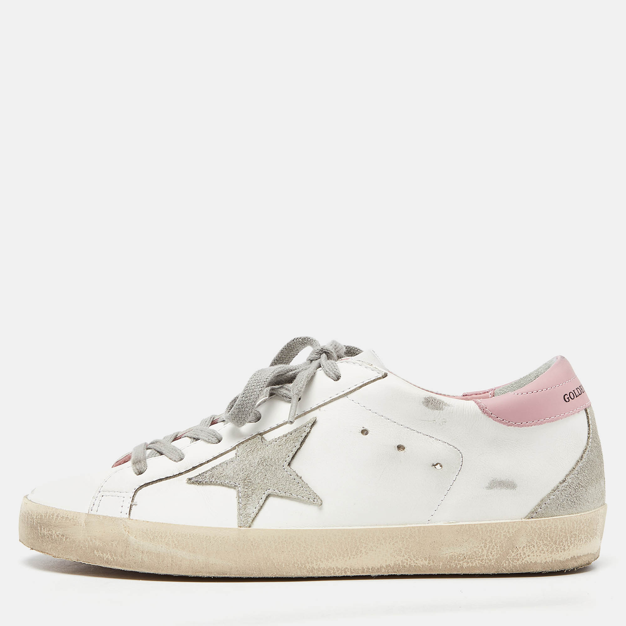 

Golden Goose White Leather Hi Star Low Top Sneakers Size
