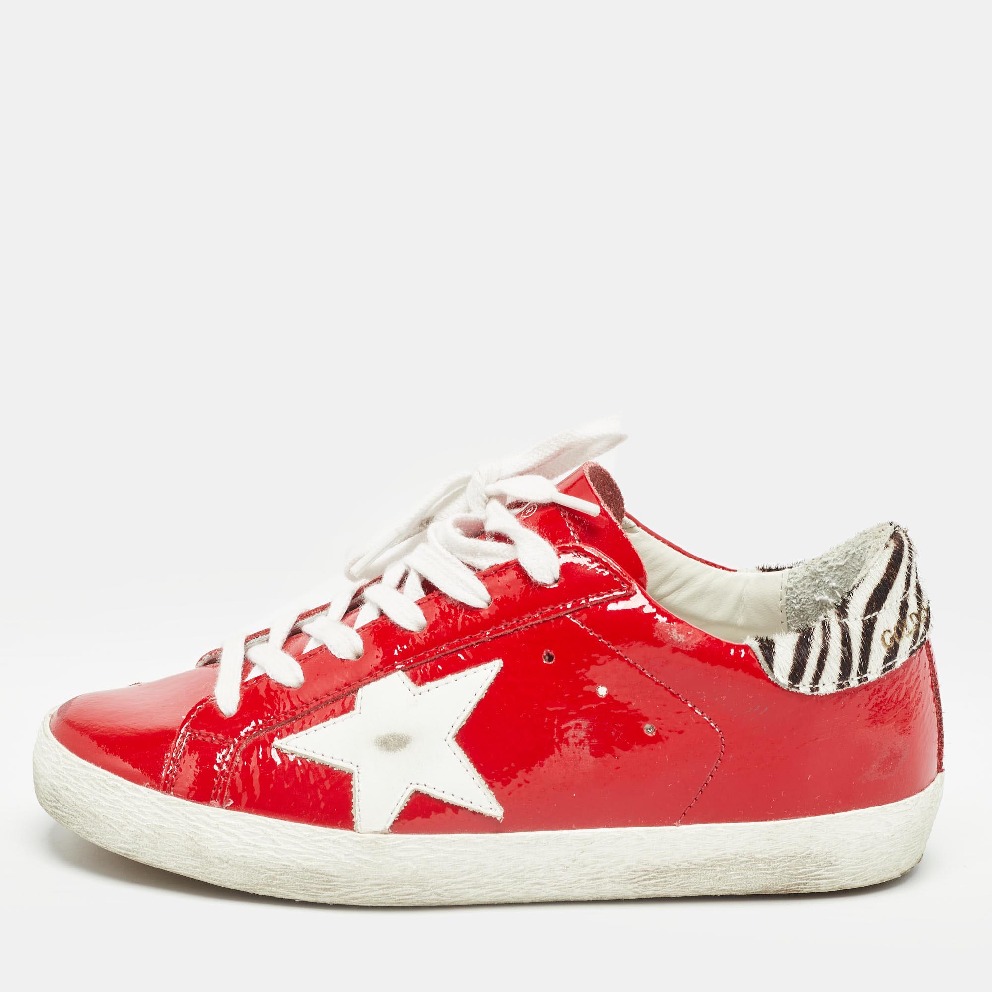

Golden Goose Red Patent Superstar Sneakers Size