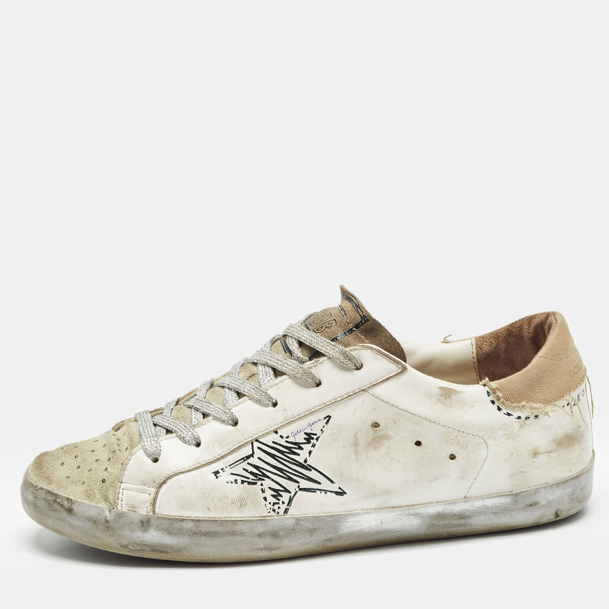 

Golden Goose White Leather Superstar Sneakers Size