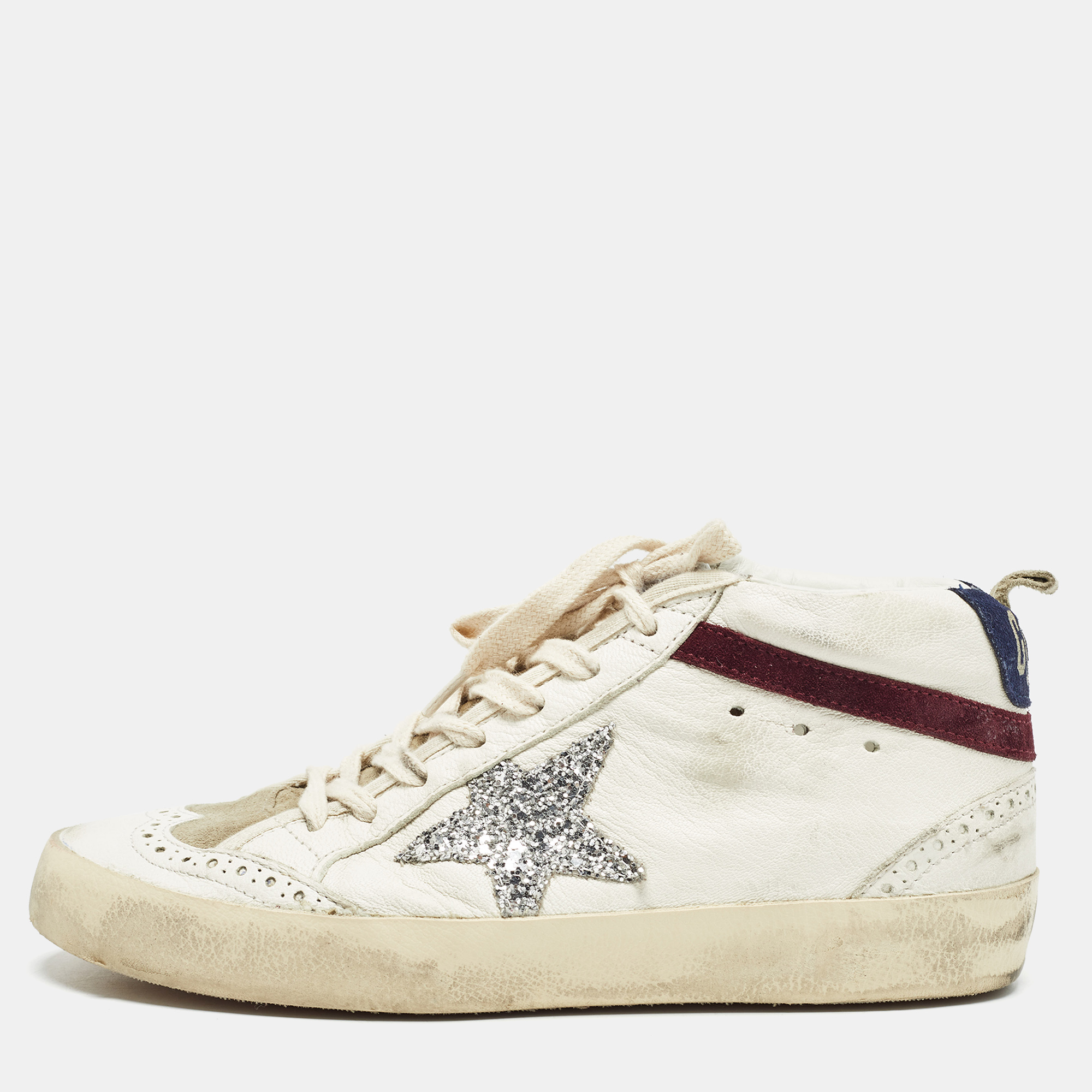 

Golden Goose White Leather Midstar High Top Sneakers Size