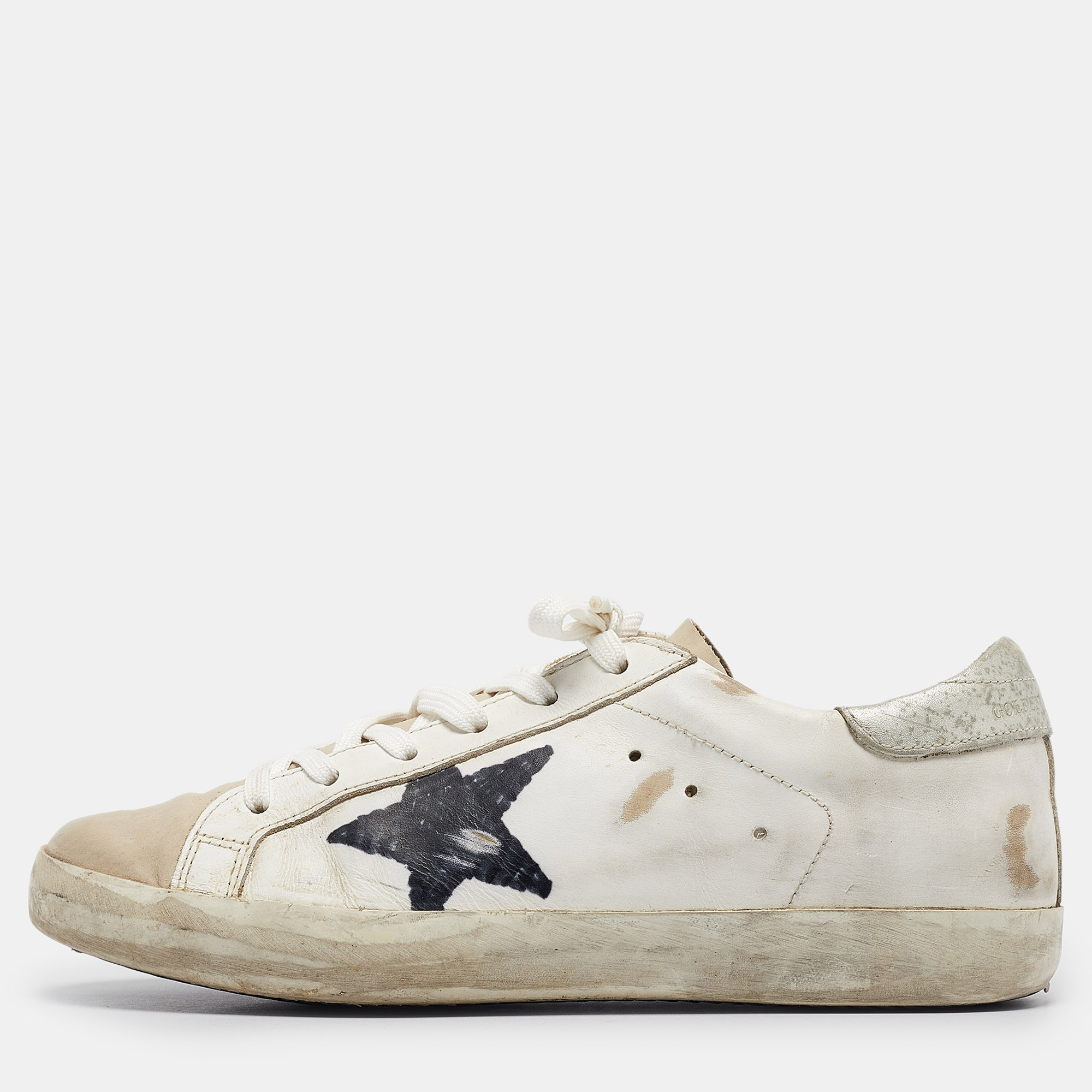 

Golden Goose White Leather and Nubuck Superstar Sneakers Size