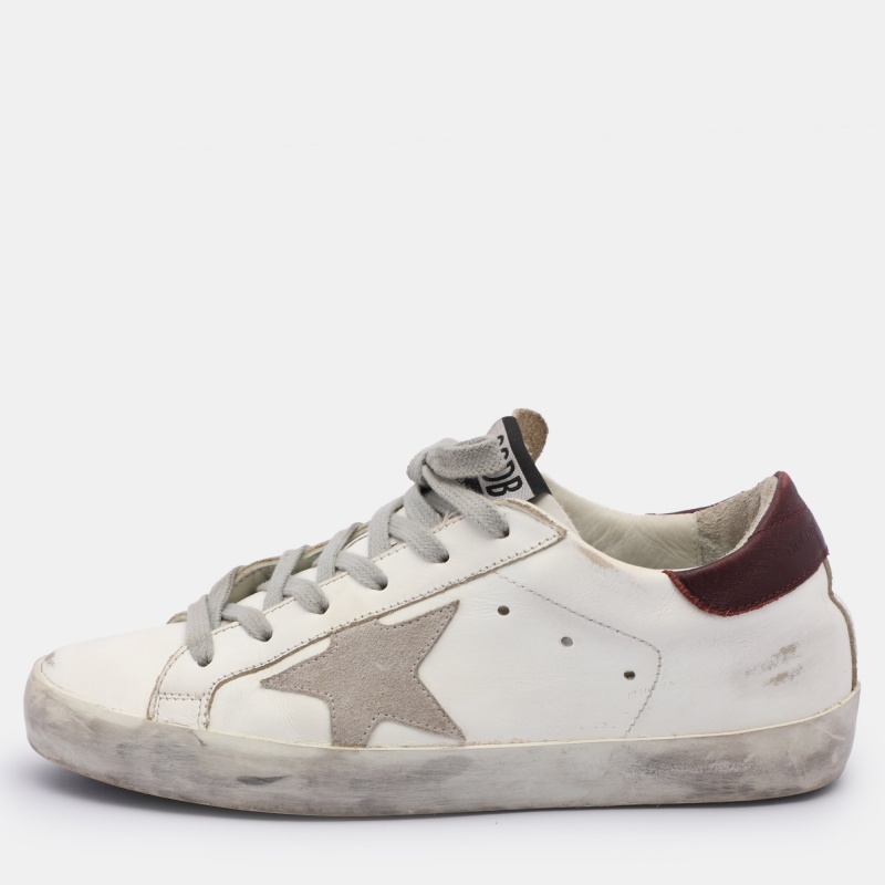 

Golden Goose White Leather and Suede Super Star Low Top Sneakers