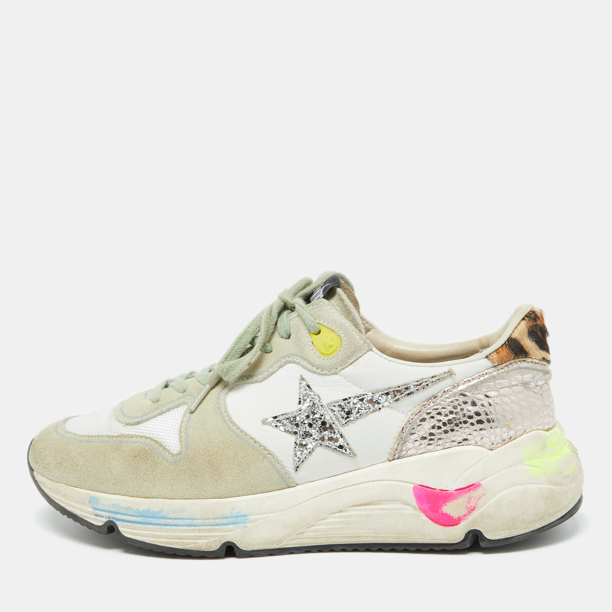 

Golden Goose Multicolor Leather, Mesh and Suede Low Top Sneakers Size