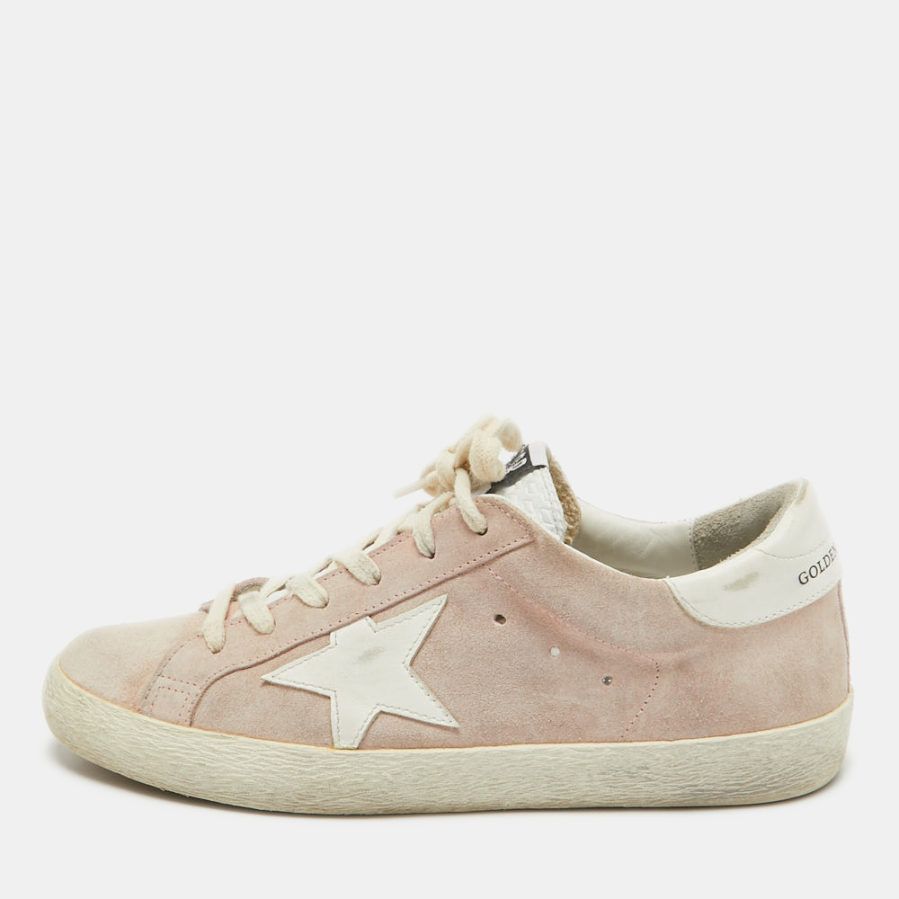 

Golden Goose Pink Suede Superstar Low Top Sneakers Size