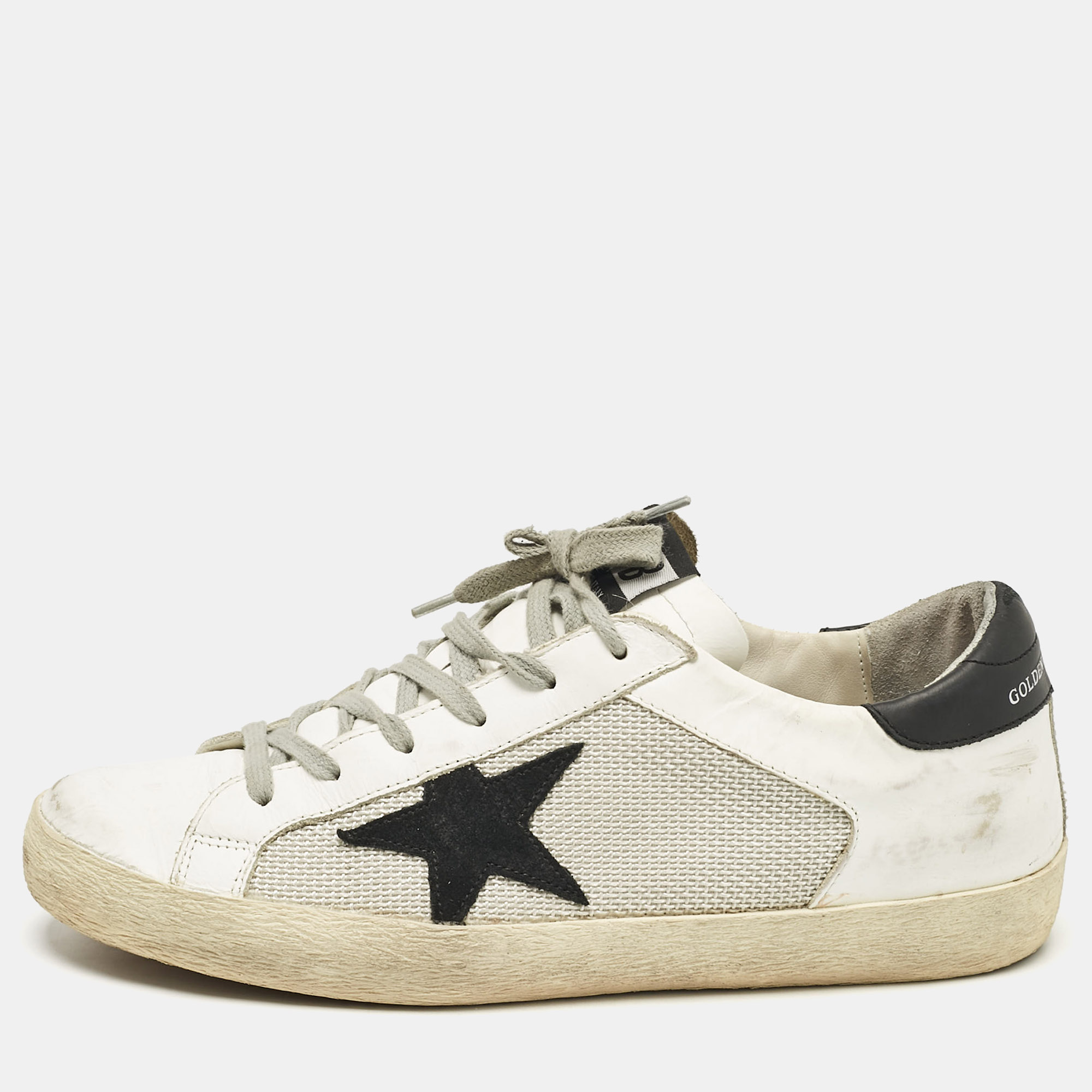 

Golden Goose White Mesh and Leather Superstar Lace Up Sneakers Size