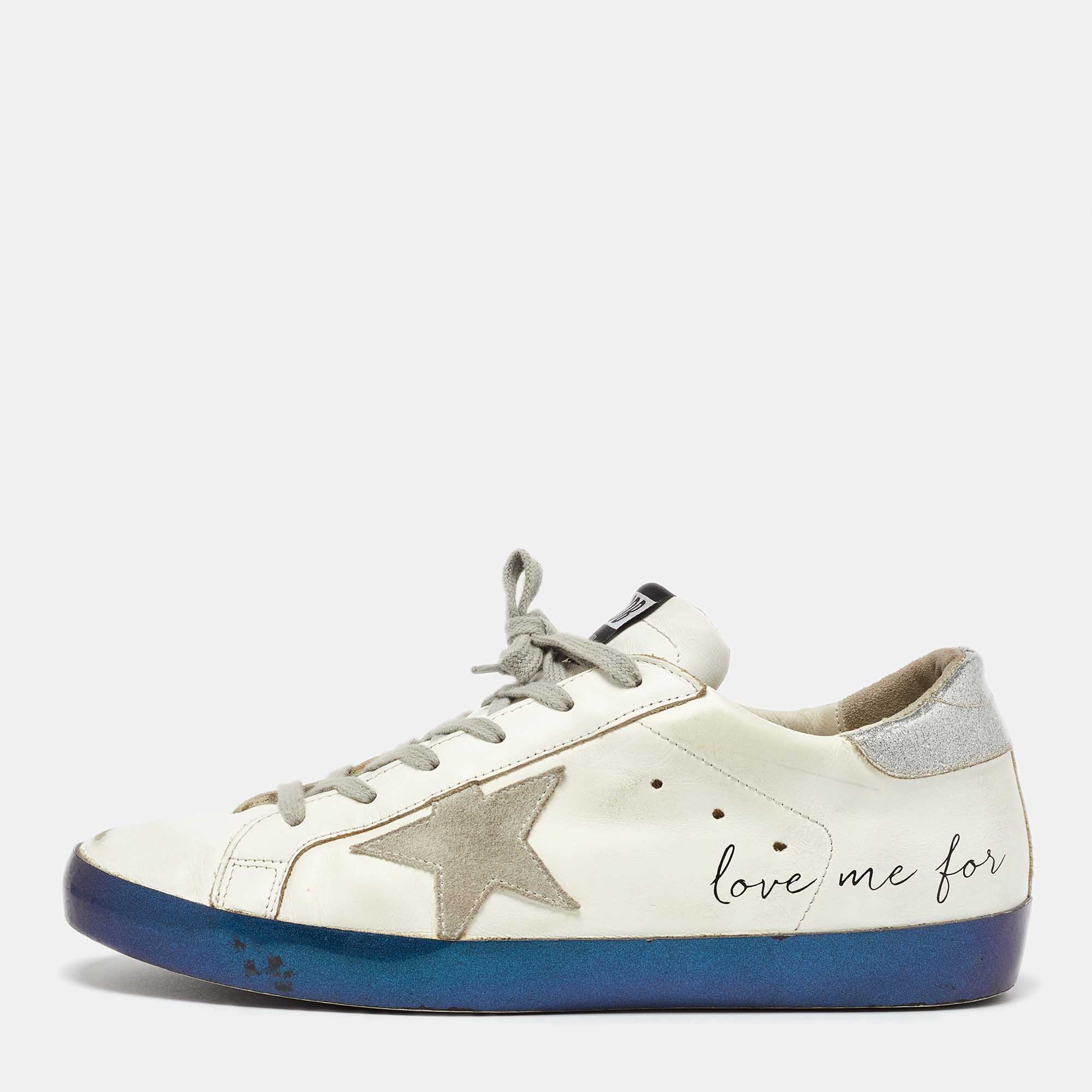 

Golden Goose White Leather Super Star Low Top Sneakers Size