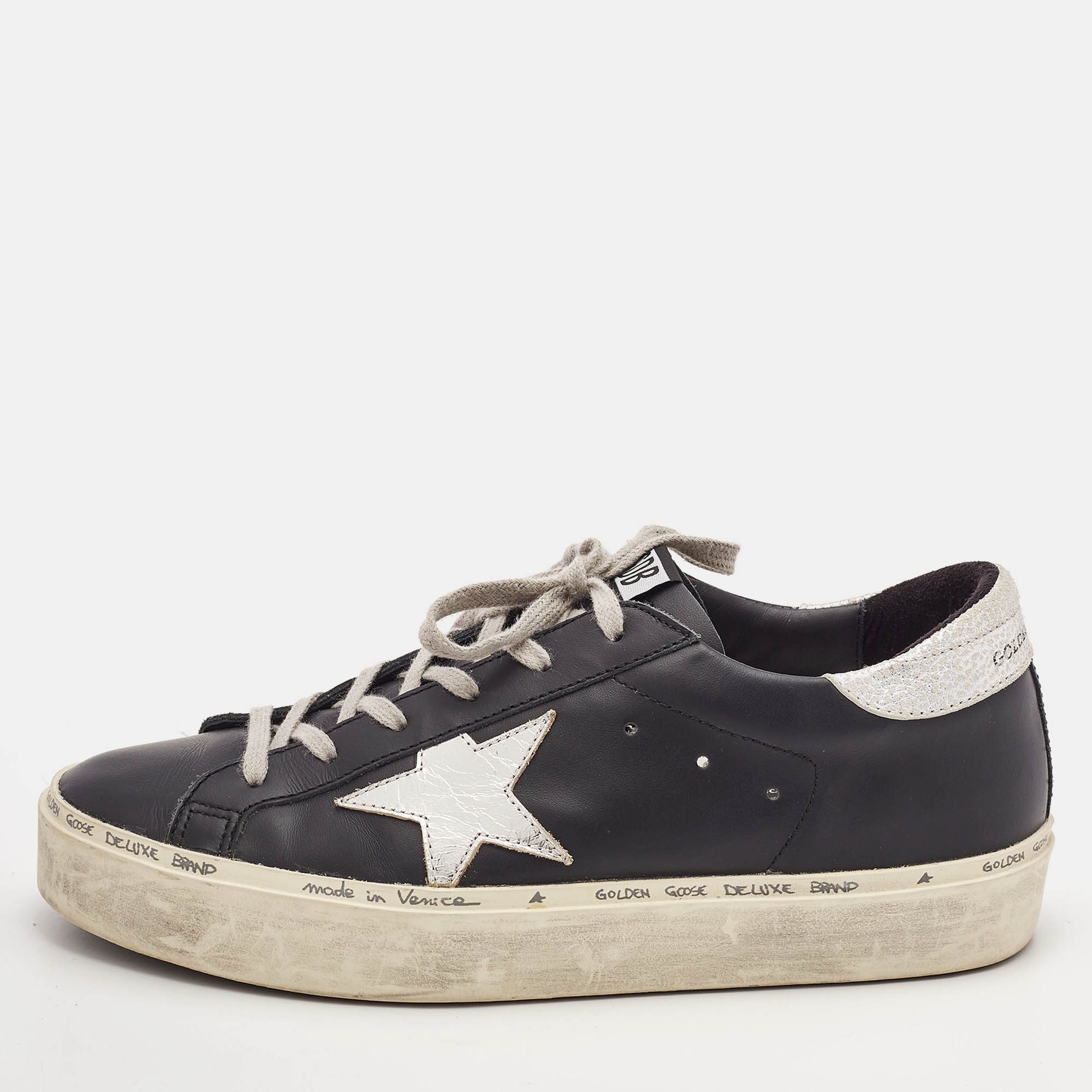 

Golden Goose Black Leather Superstar Lace Up Sneakers Size