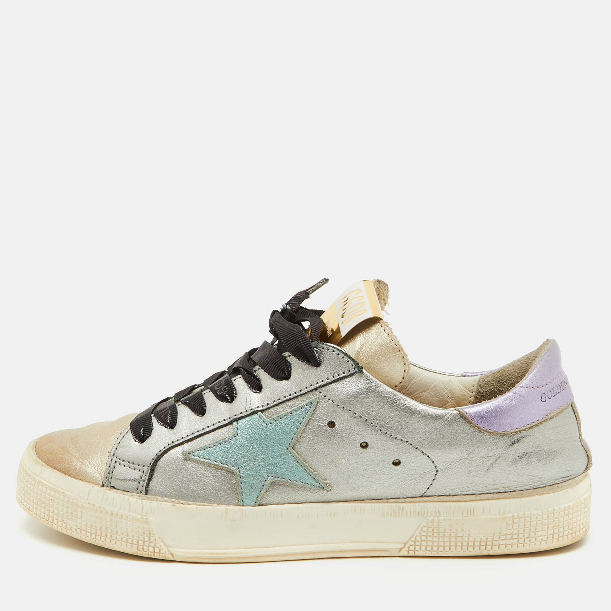 

Golden Goose Metallic Leather Superstar Low Top Sneakers Size