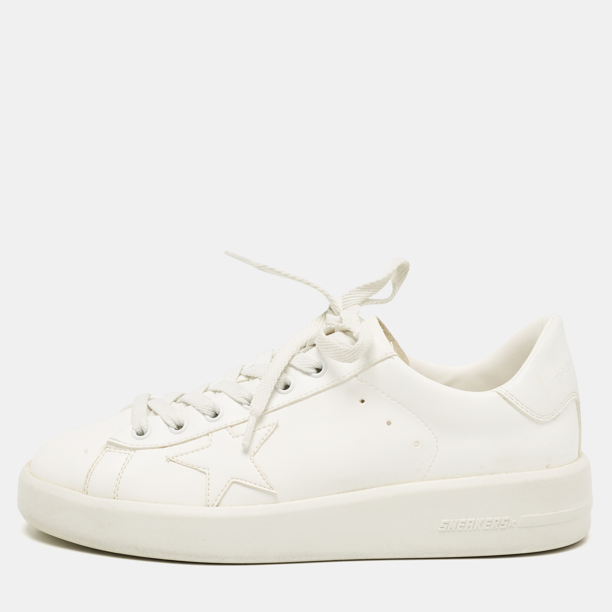 

Golden Goose White Leather Super Star Lace Up Sneakers Size