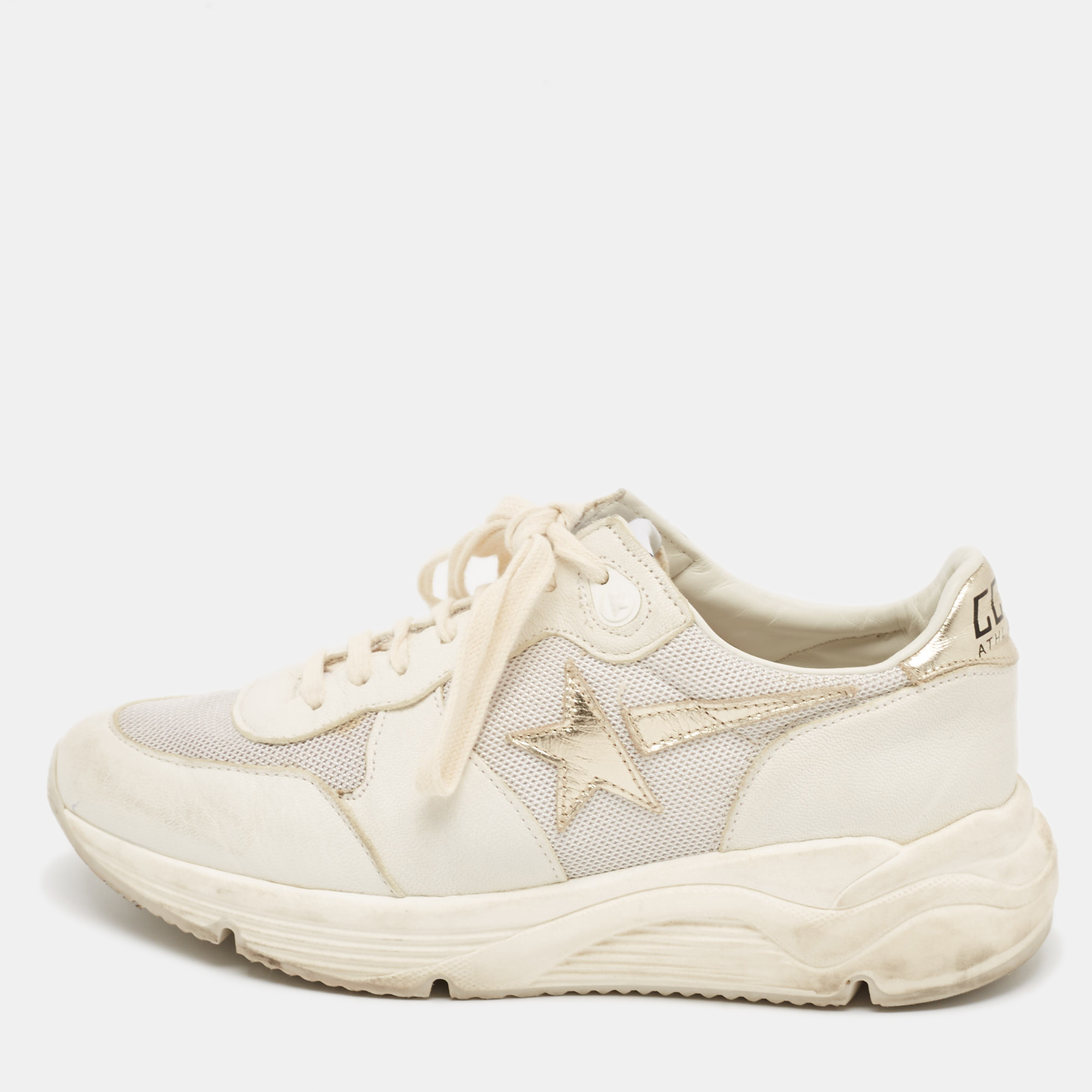 

Golden Goose White/Grey Leather and Mesh Running Sole Low Top Sneakers Size