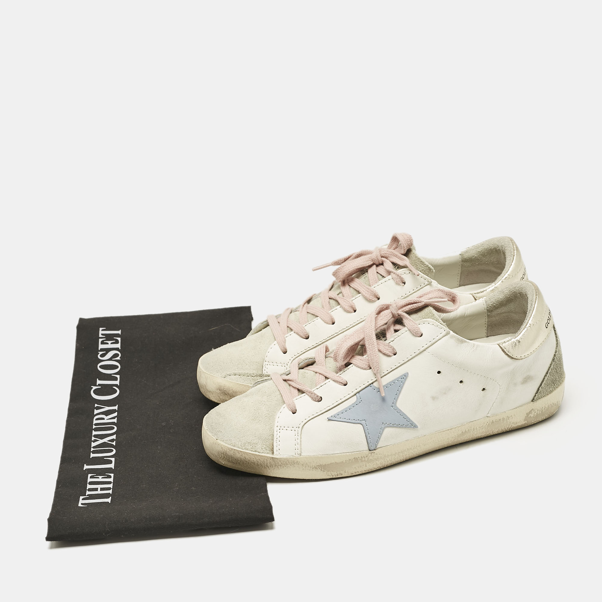 Golden Goose Multicolor Leather and Suede Superstar Low Top Sneakers Size 39 