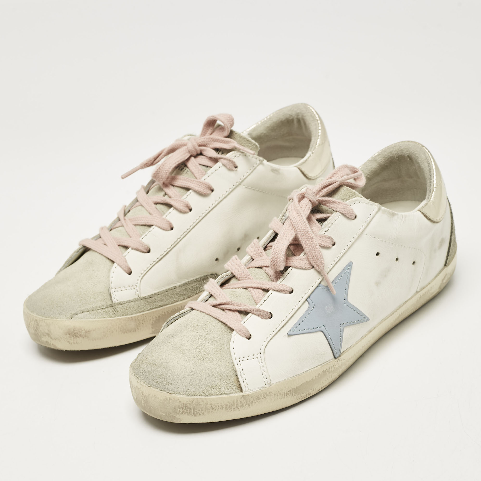 Golden Goose Multicolor Leather and Suede Superstar Low Top Sneakers Size 39 
