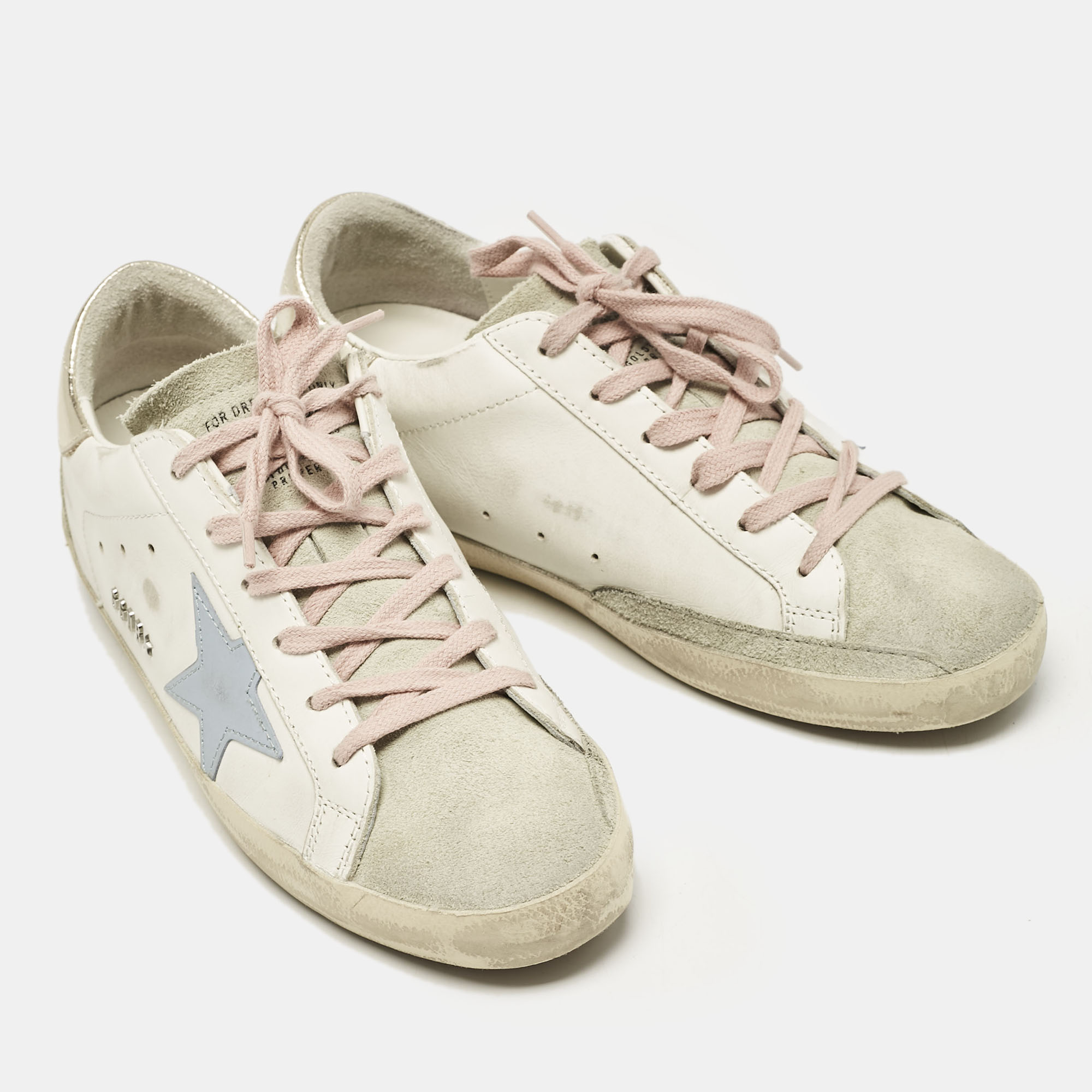 Golden Goose Multicolor Leather and Suede Superstar Low Top Sneakers Size 39 