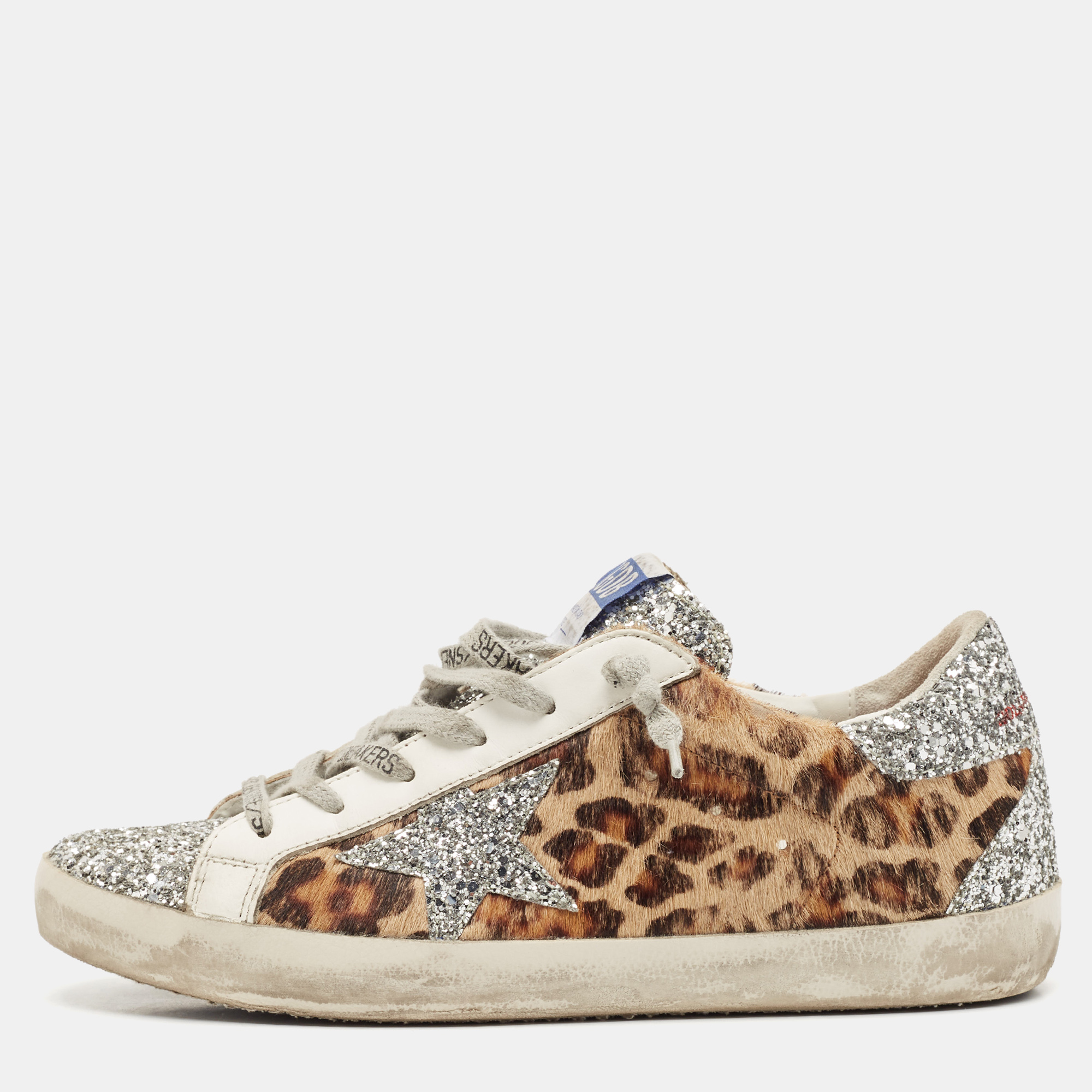 

Golden Goose Multicolor Calf Hair and Leather Super Star Low Top Sneakers Size