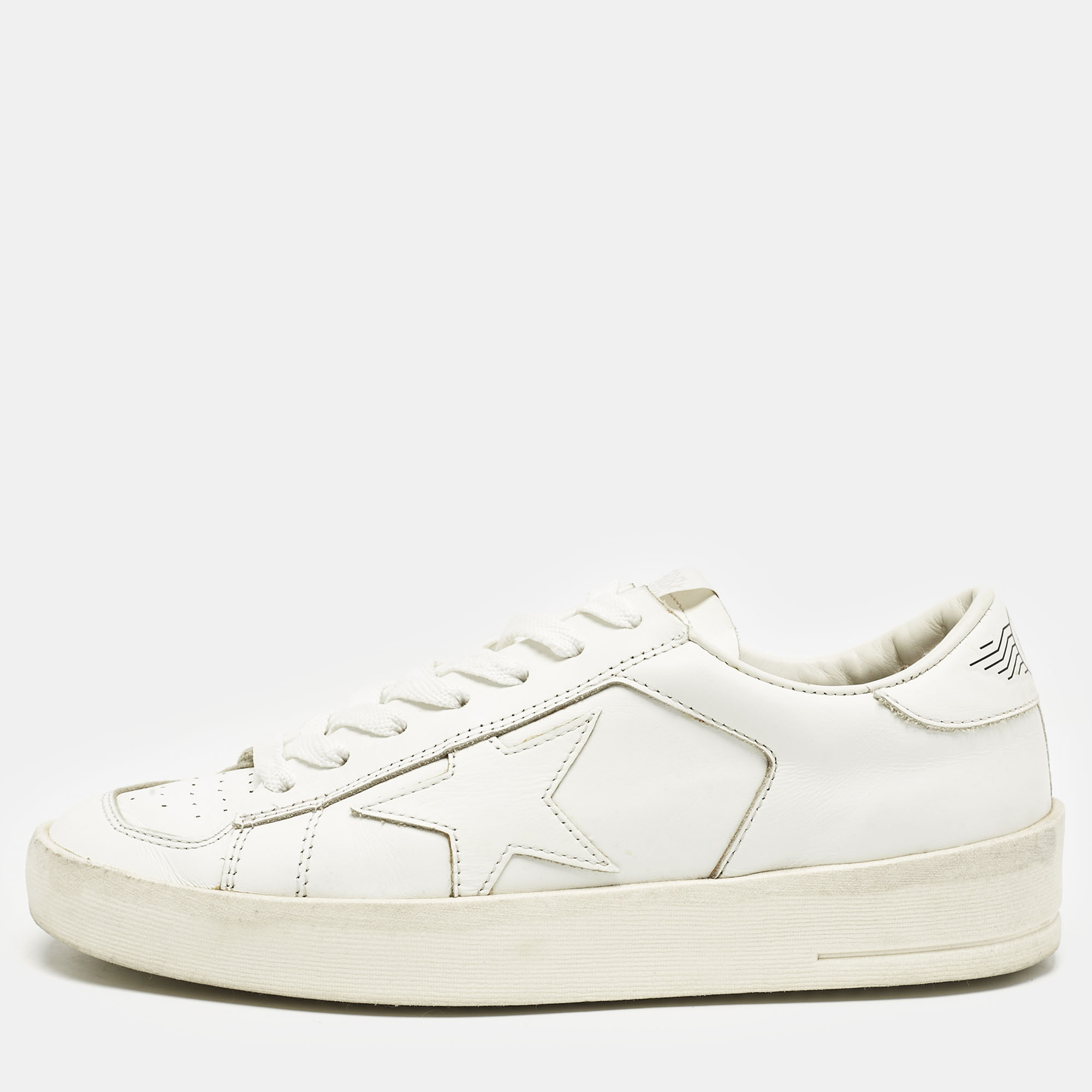 

Golden Goose White Leather Stardan Low Top Sneakers Size