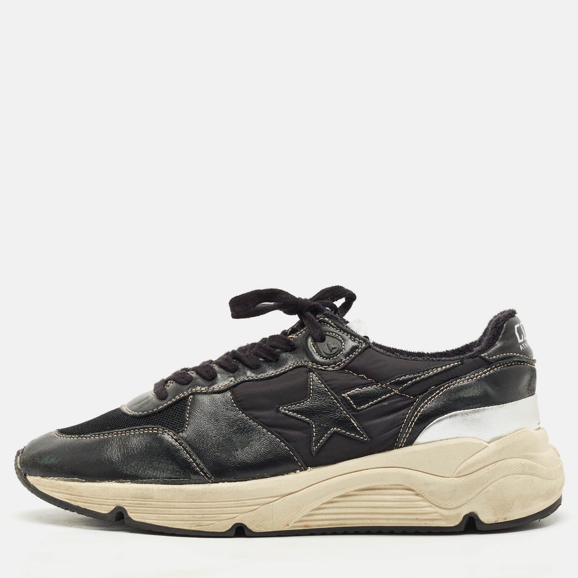 

Golden Goose Black Leather and Mesh Running Sneakers Size