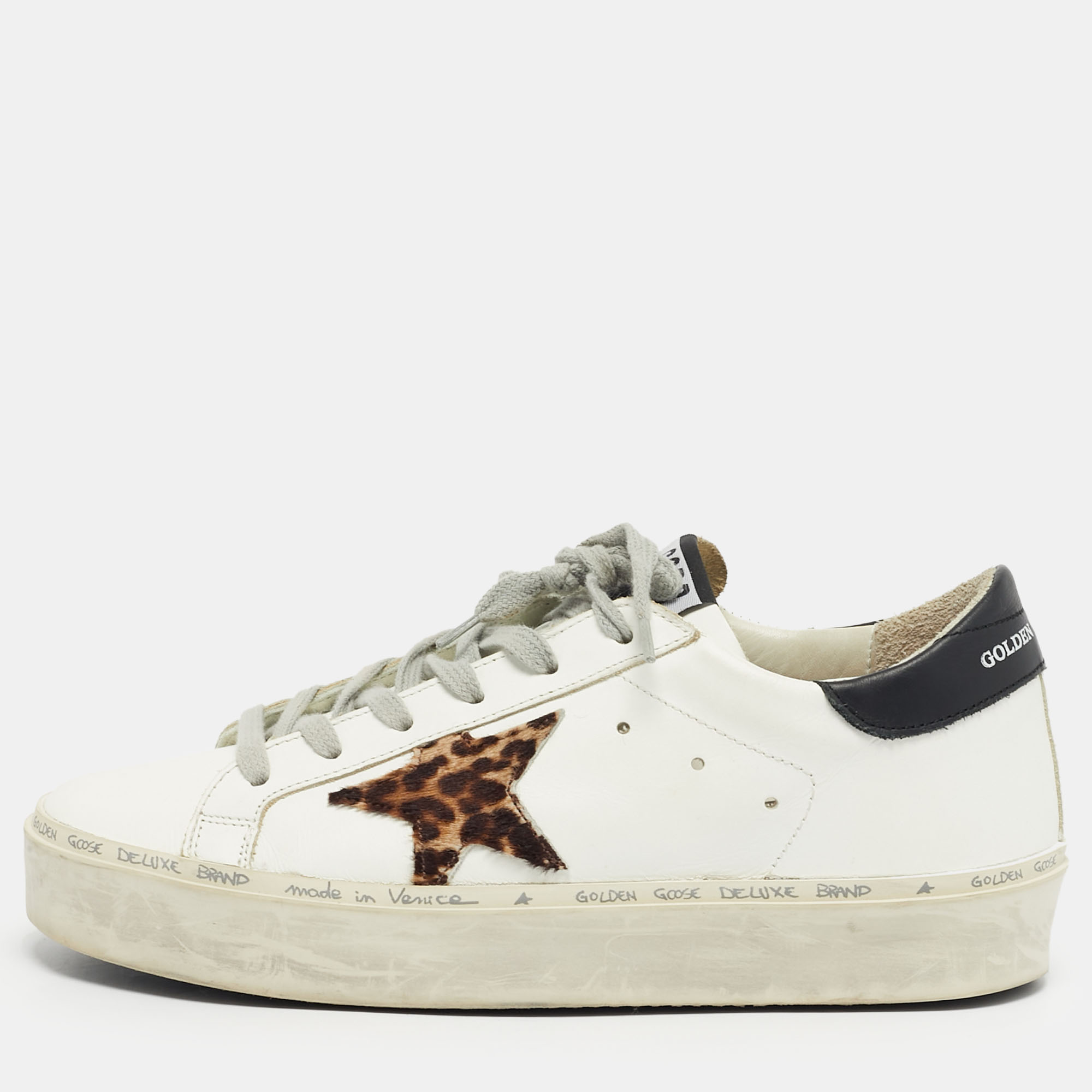 

Golden Goose White Leather Hi Star Low Top Sneakers Size