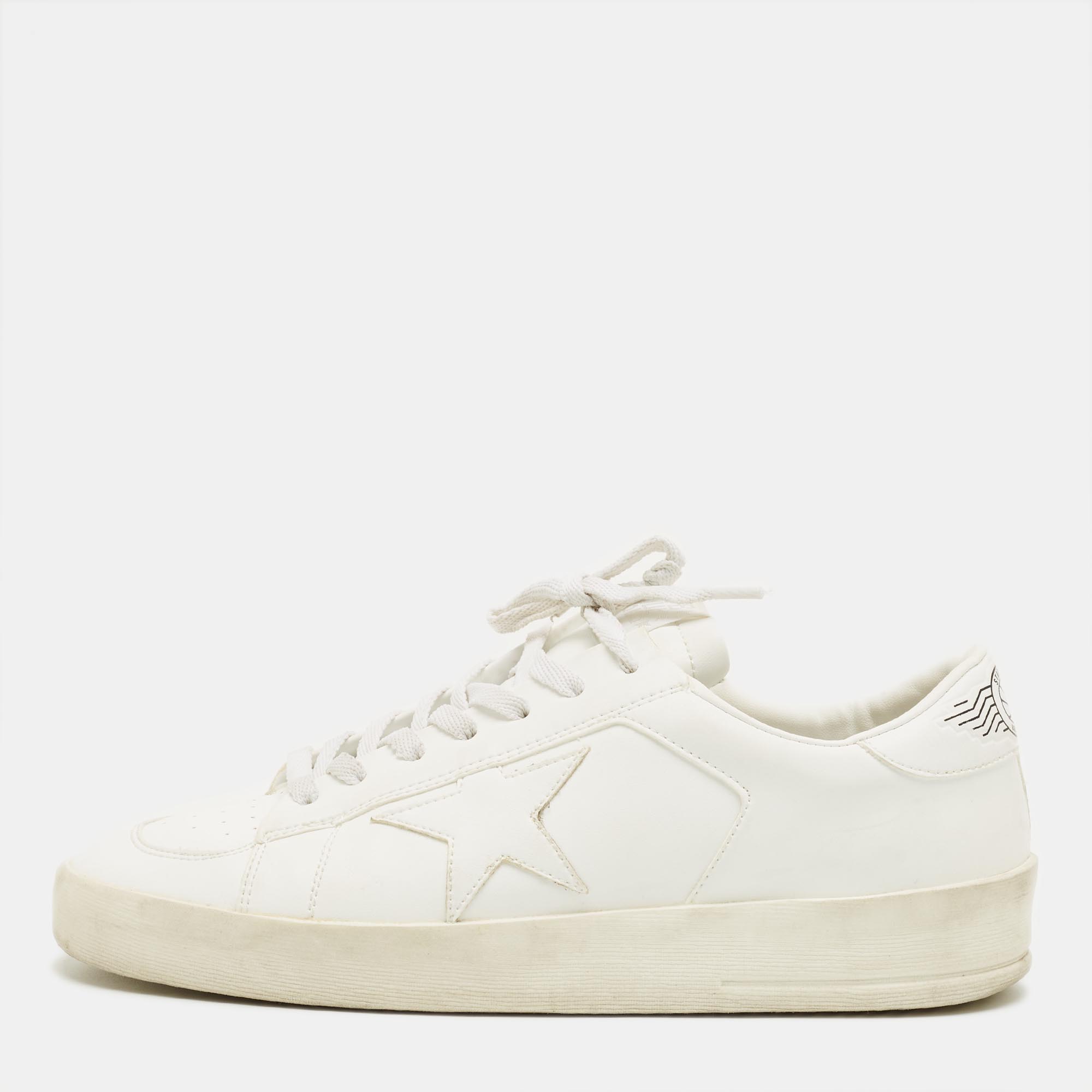 

Golden Goose White Leather Stardan Lace Up Sneakers Size