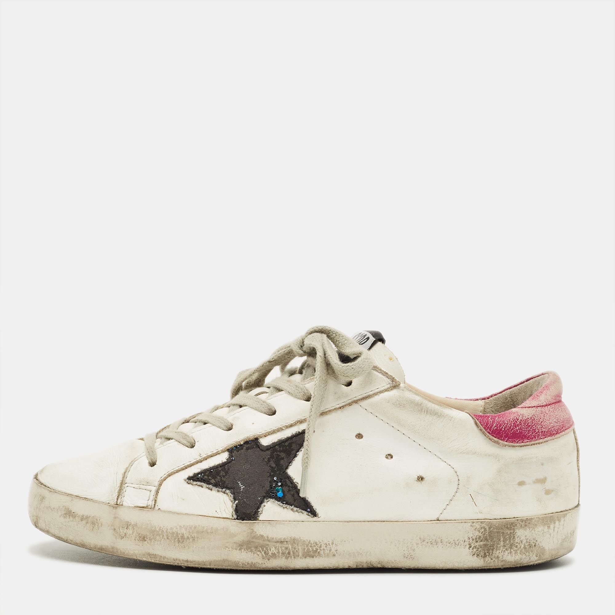 

Golden Goose White Leather Hi Star Lace Up Sneakers Size
