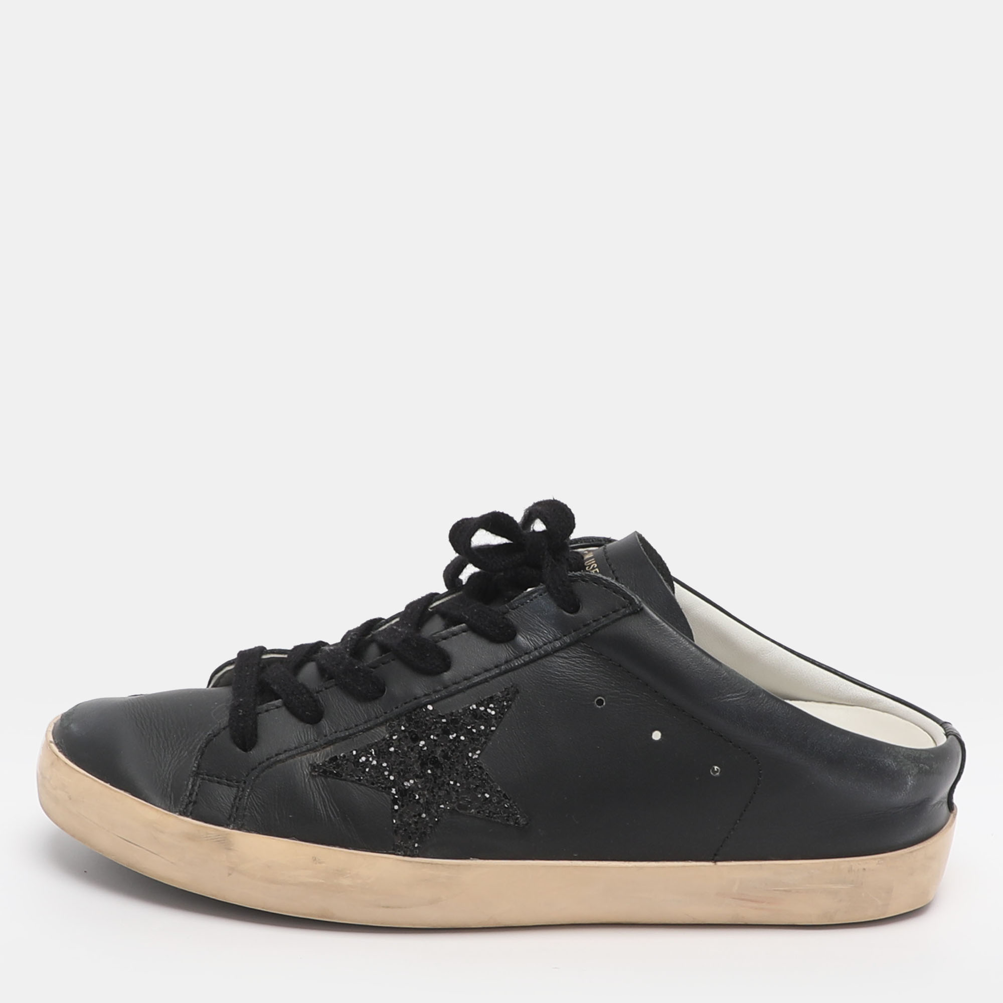 

Golden Goose Superstar Size  Black Leather Mule Sneakers