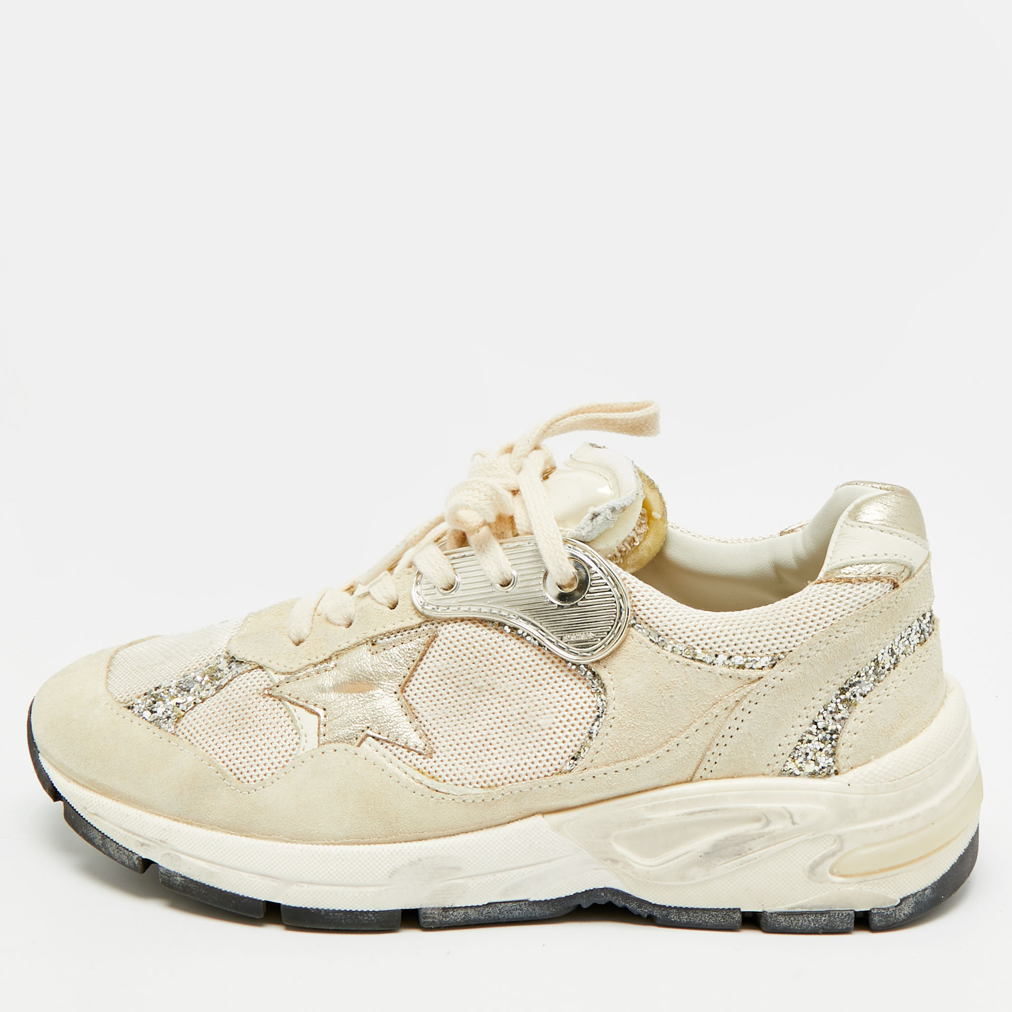 

Golden Goose Dad Star Size  White/Grey Mesh and Suede Lace Up Sneakers