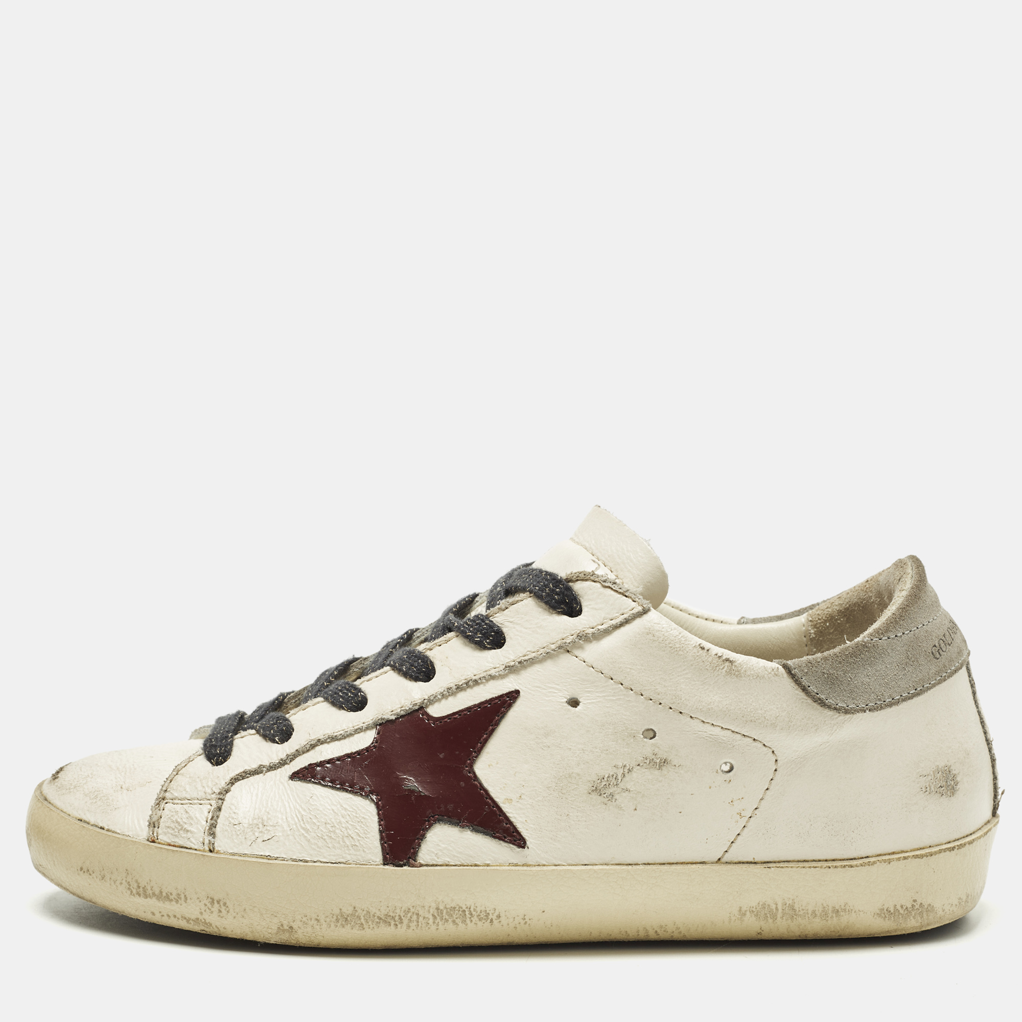 

Golden Goose Superstar Size  White Nubuck and Leather Lace Up Sneakers