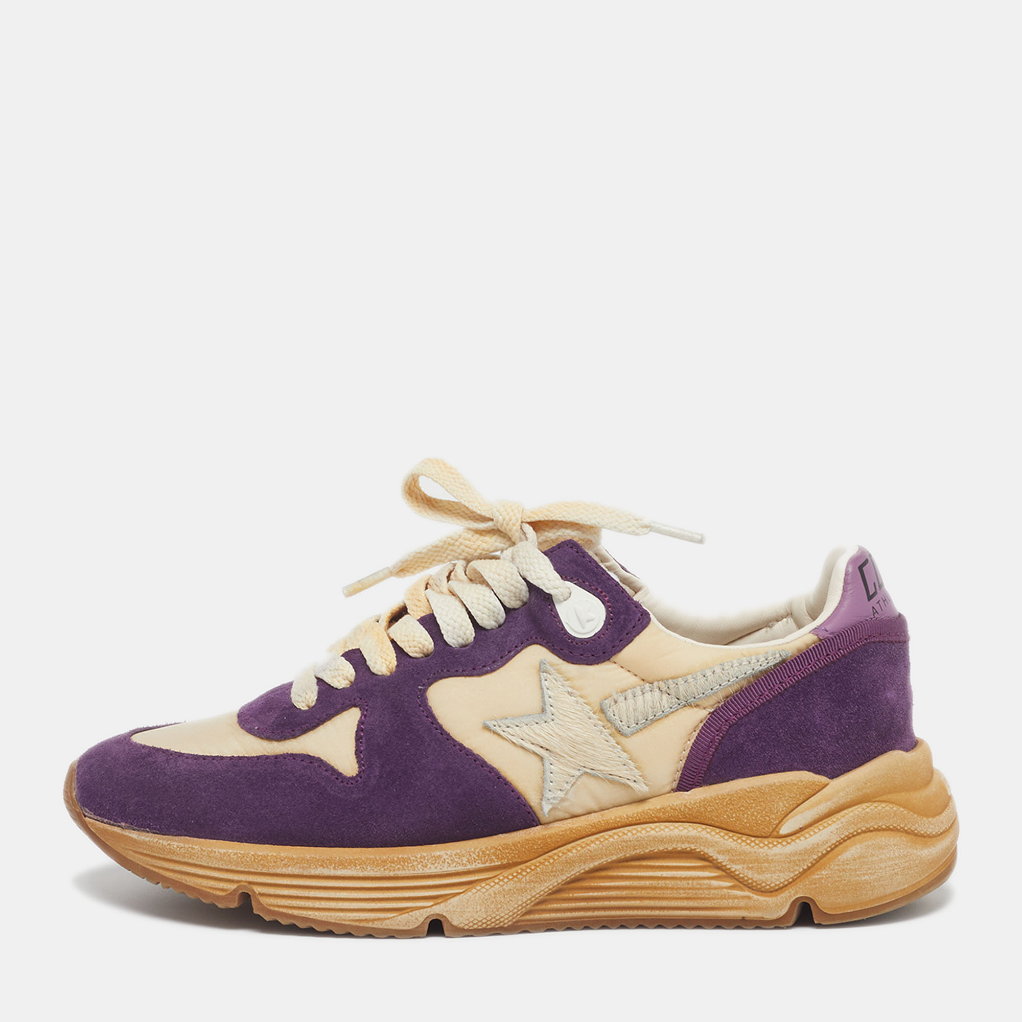 

Golden Goose Running Sole Size  Two Tone Nylon Suede Lace Up Sneakers, Purple