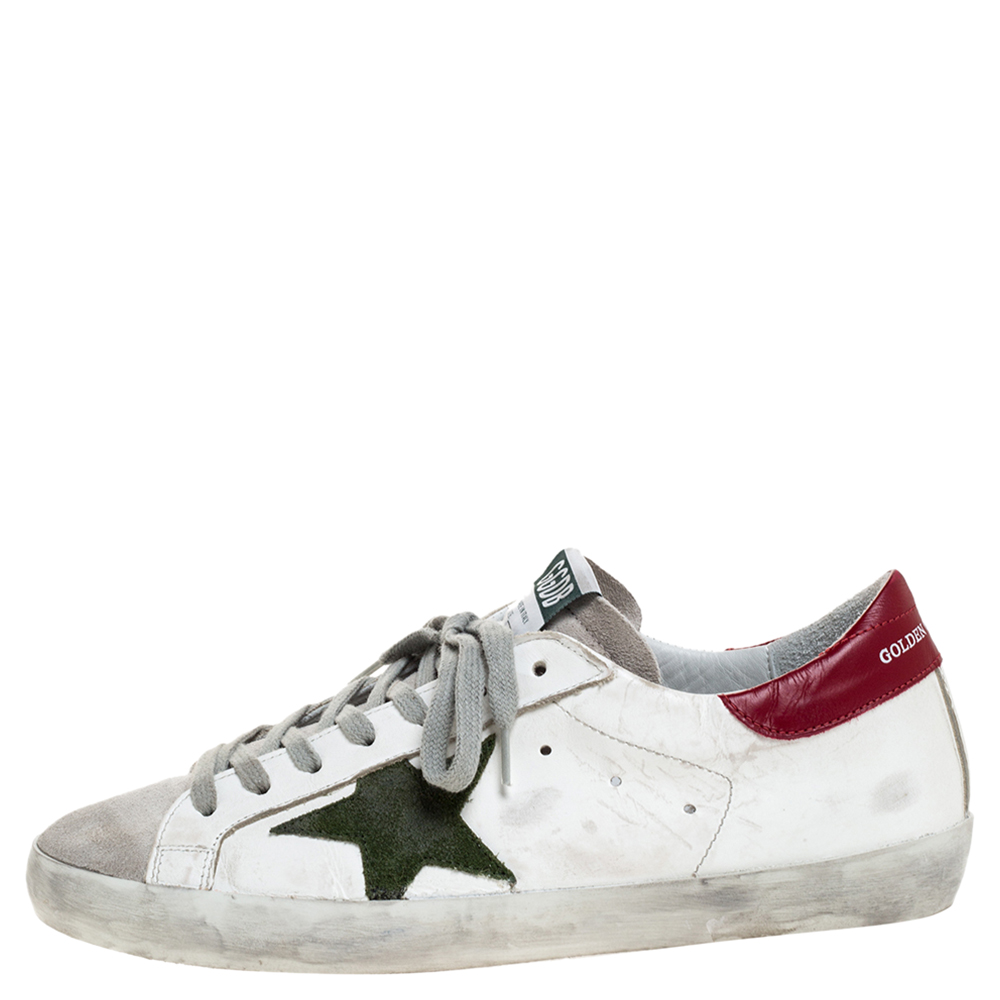 

Golden Goose White Leather And Suede Superstar Lace Up Sneakers Size