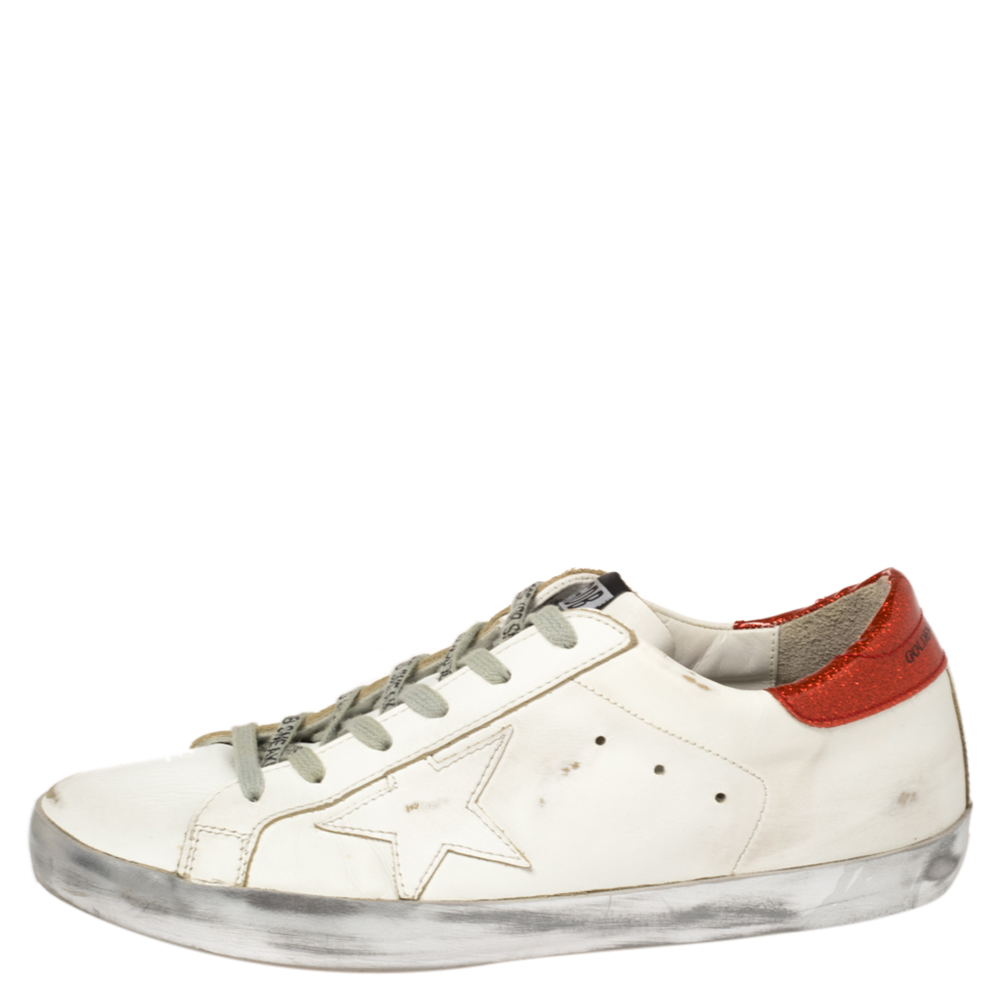 

Golden Goose White Leather Superstar Low Top Sneakers Size