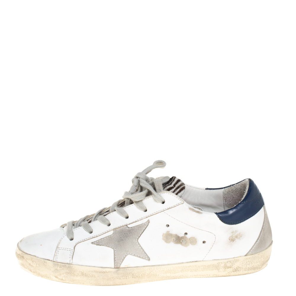 

Golden Goose White Leather Superstar Lace Up Sneakers Size