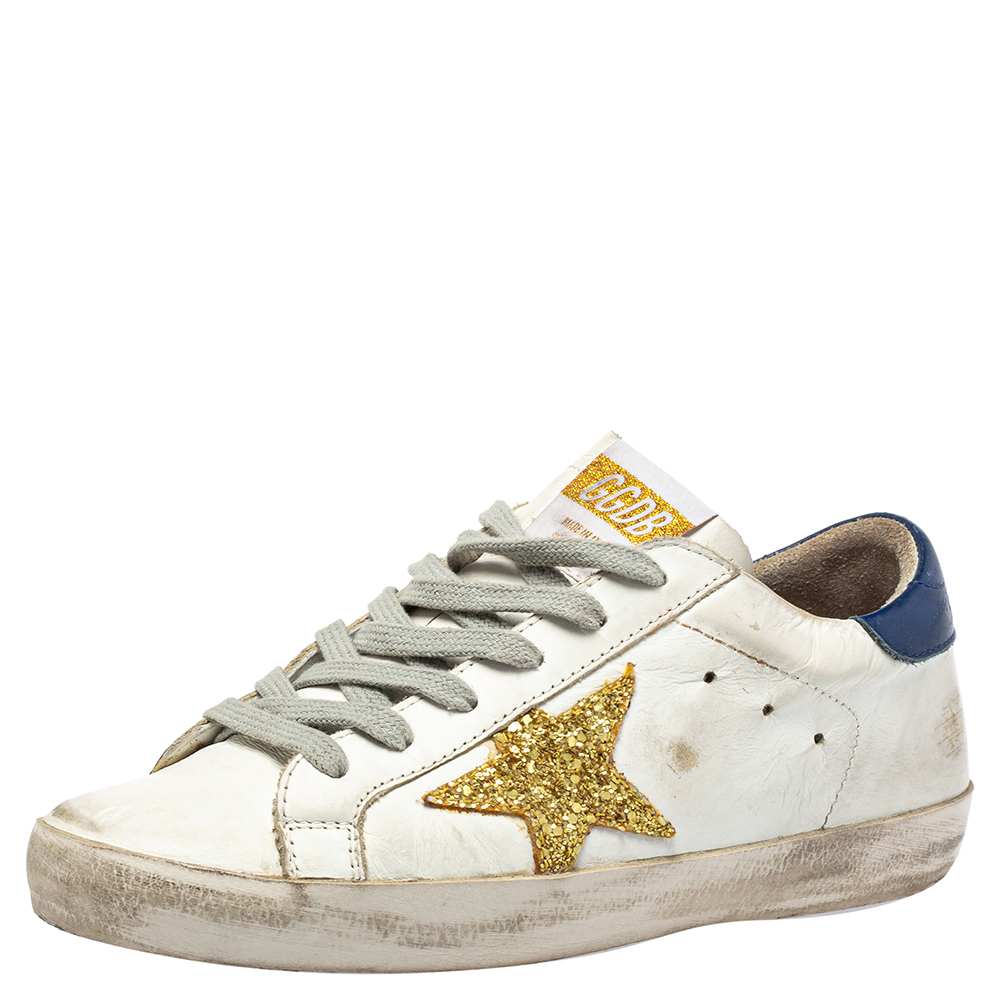 Pre-owned Golden Goose White Superstar Low Top Trainer Size 37