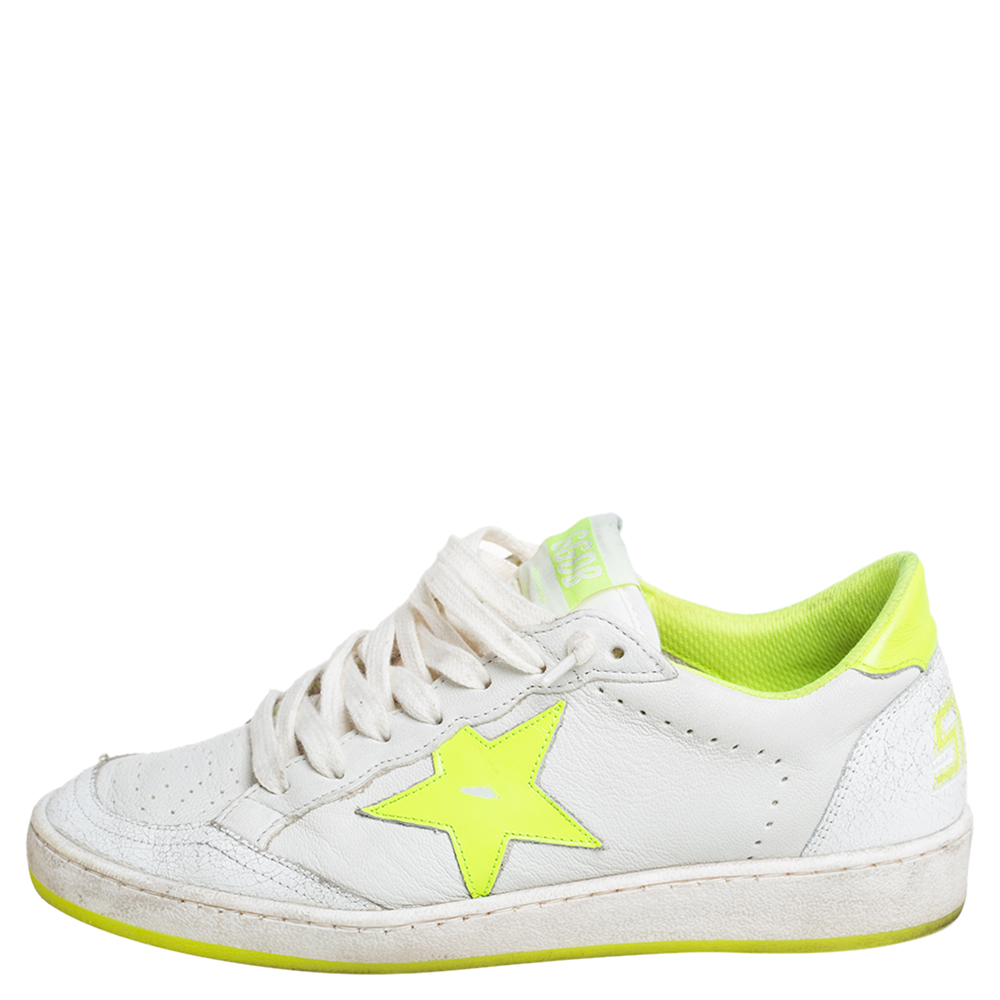 

Golden Goose White Leather Ballstar Low Top Sneakers Size