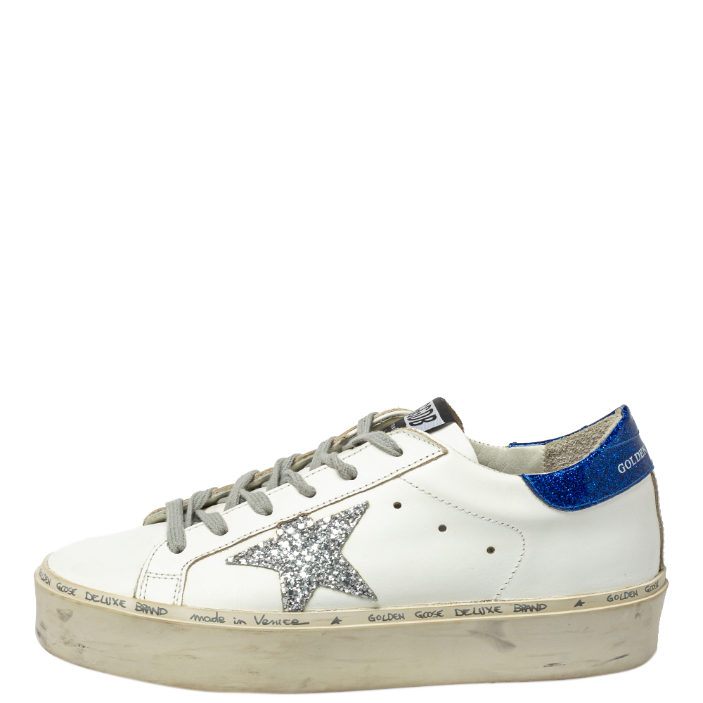 

Golden Goose White Leather Hi Star Sneakers Size