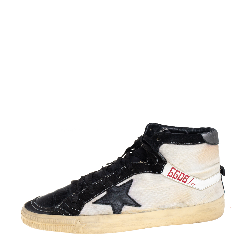 

Golden Goose Black Leather And Canvas 2.12 High Top Sneakers Size