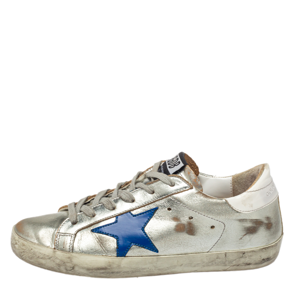 

Golden Goose White Patent And Leather Superstar Sneakers Size, Silver