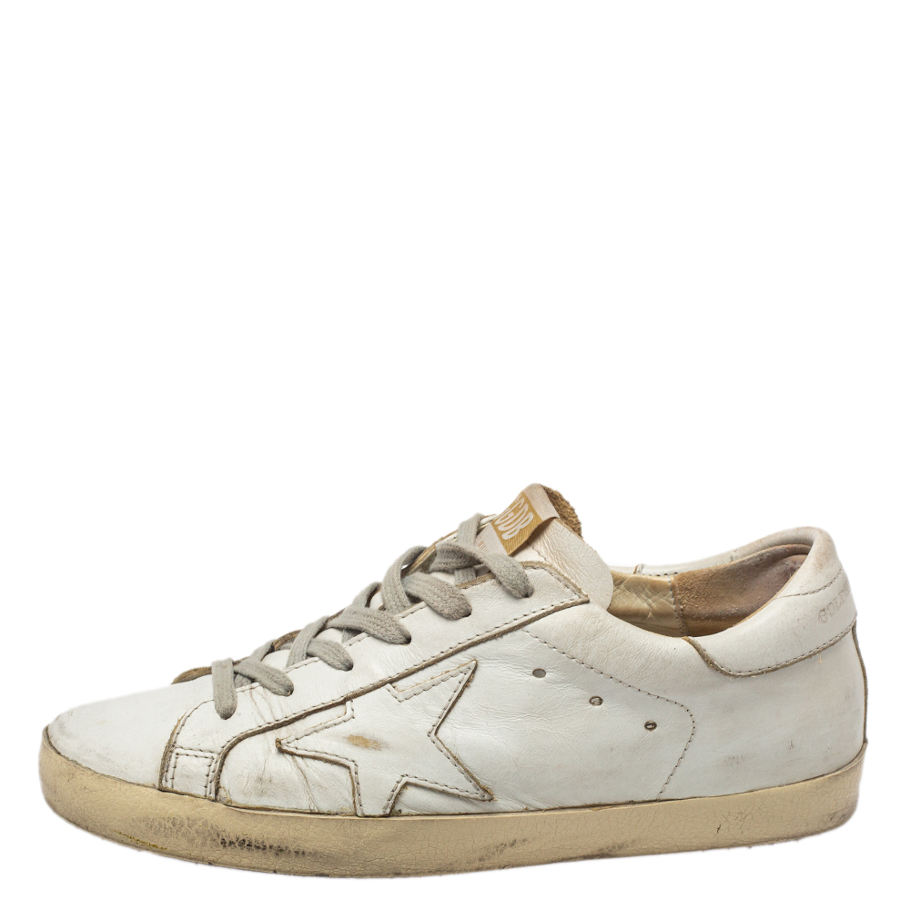 

Golden Goose White Leather Superstar Sneakers Size