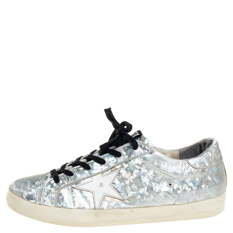 

Golden Goose Grey Leather Superstar Lace Up Sneakers Size