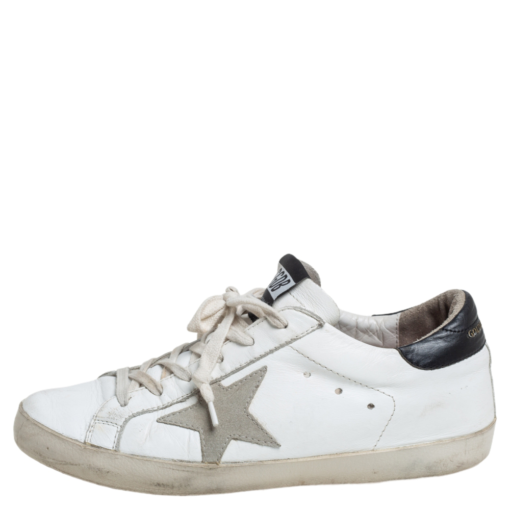 

Golden Goose White Leather Superstar Low Top Sneakers Size