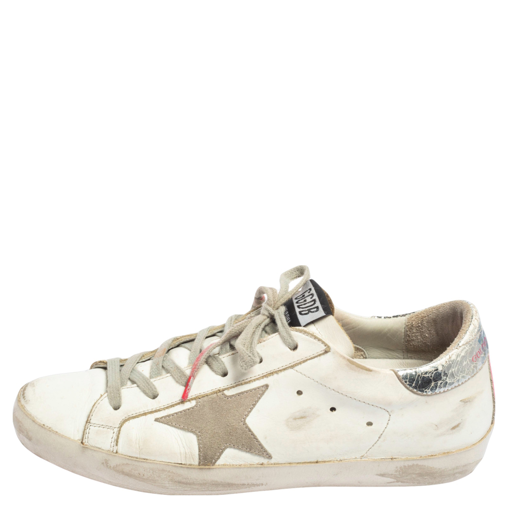 

Golden Goose White/Pink Leather Superstar Low Top Sneakers Size