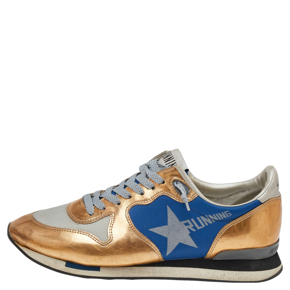 

Golden Goose Multicolor Foil Leather And Canvas Running Low Top Sneakers Size