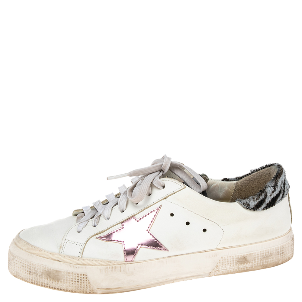 

Golden Goose White Leather And Calf Hair Superstar Low-Top Sneakers Size