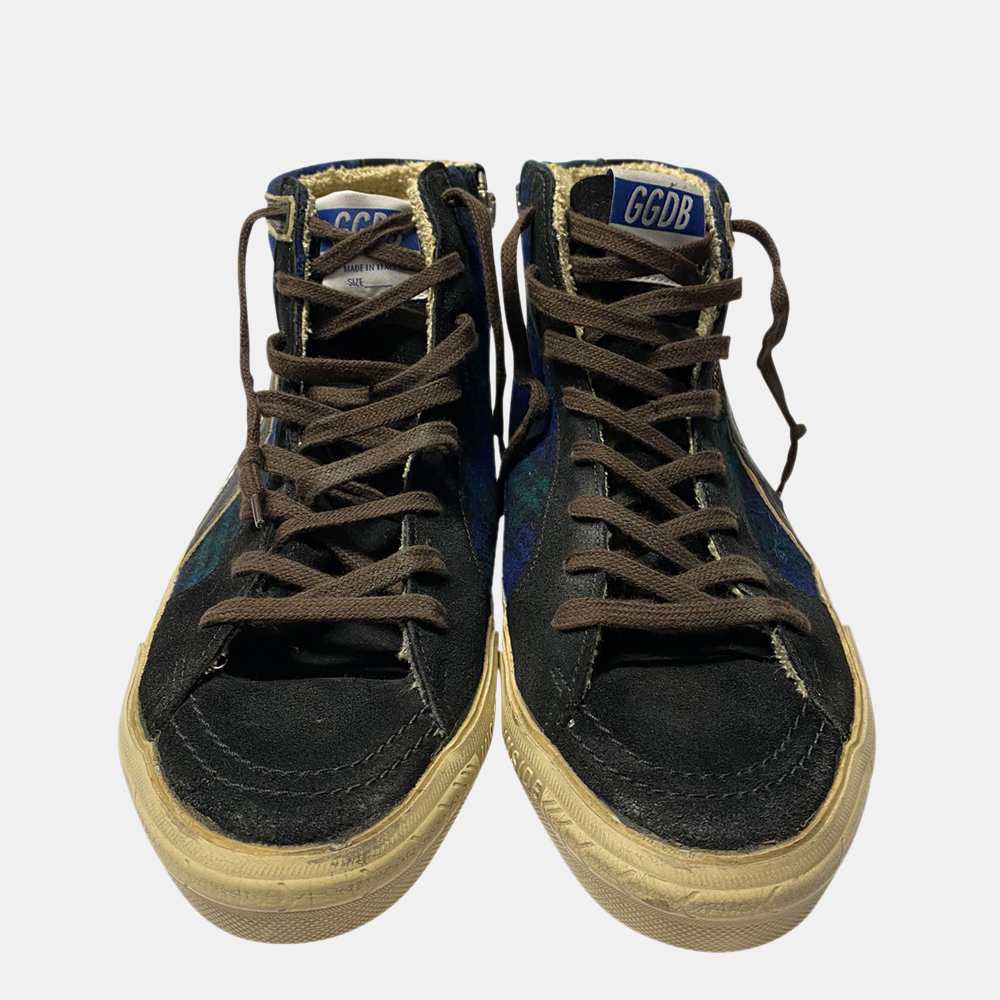 

Golden Goose Blue Suede Tartan High Top Sneakers Size EU