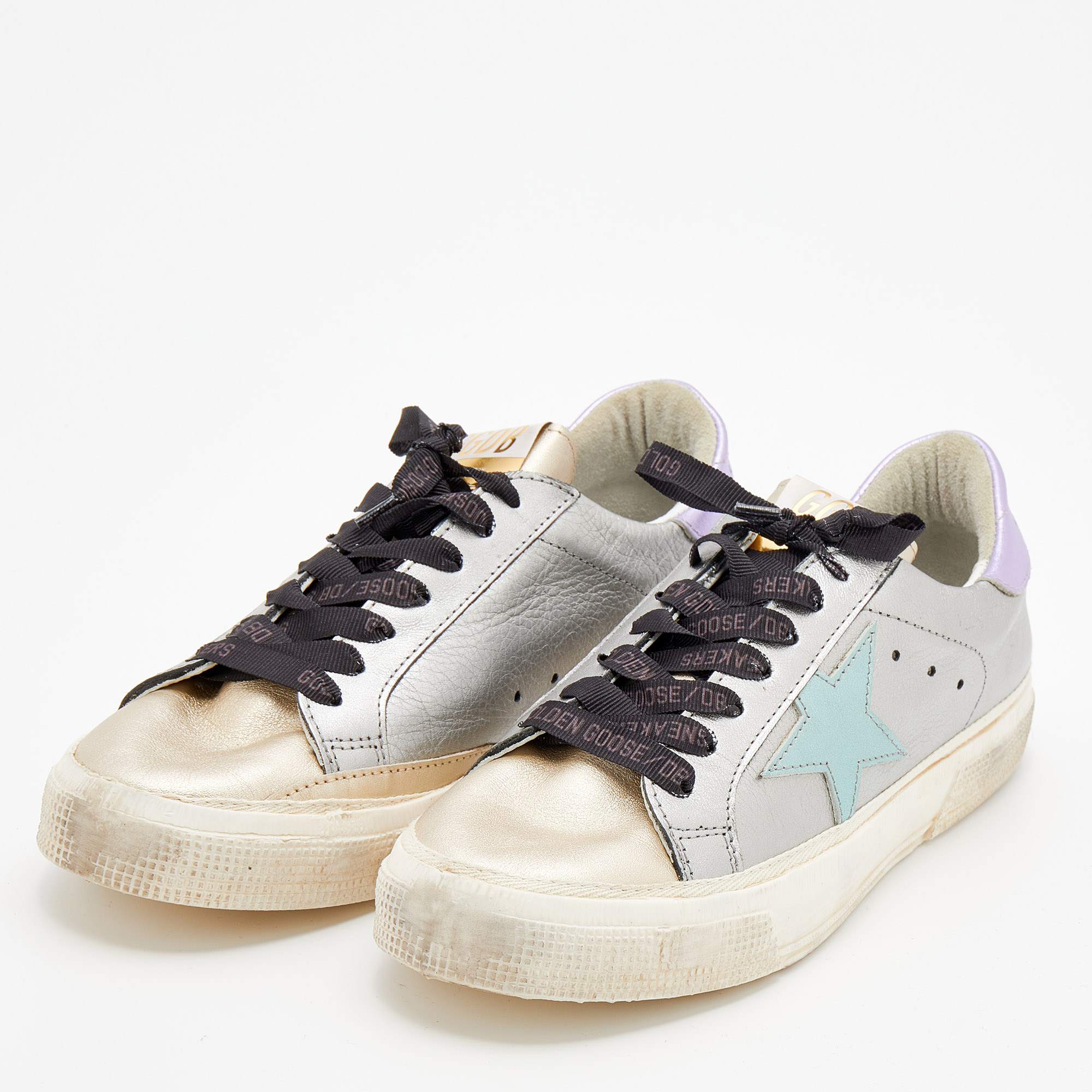 

Golden Goose Metallic Multicolor Leather Superstar Sneakers Size